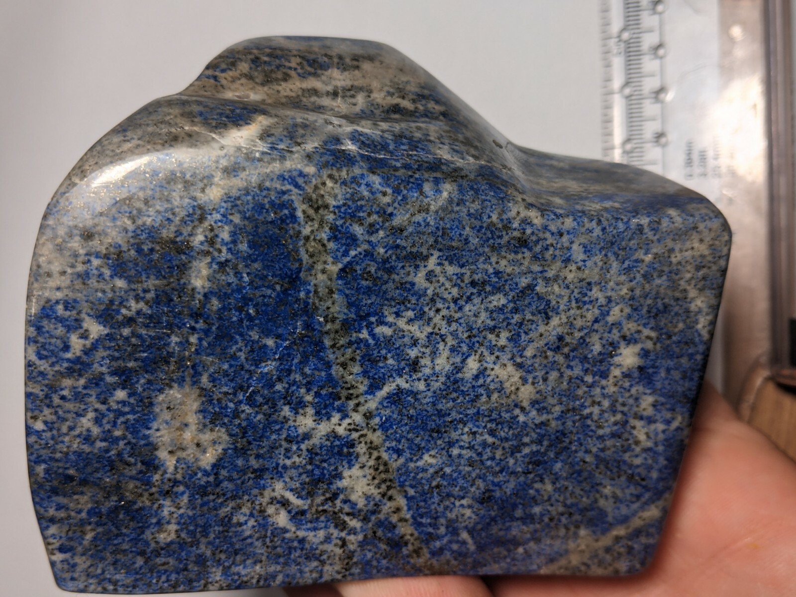 Huge 640g Fully Polished Lapis Lazuli Freeform Crystal Slab Large Big Display