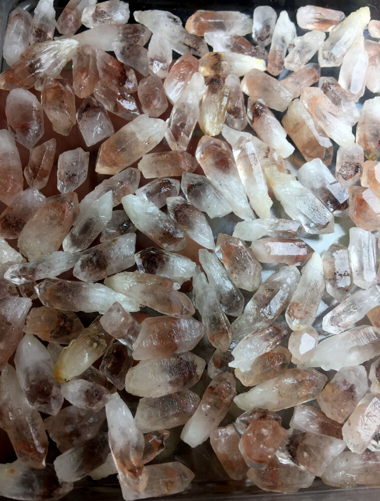50g 70PCS+ Phantom ‘Red Ghost’ Lemuria QUARTZ Lemuria Crystal Point &Pyramid