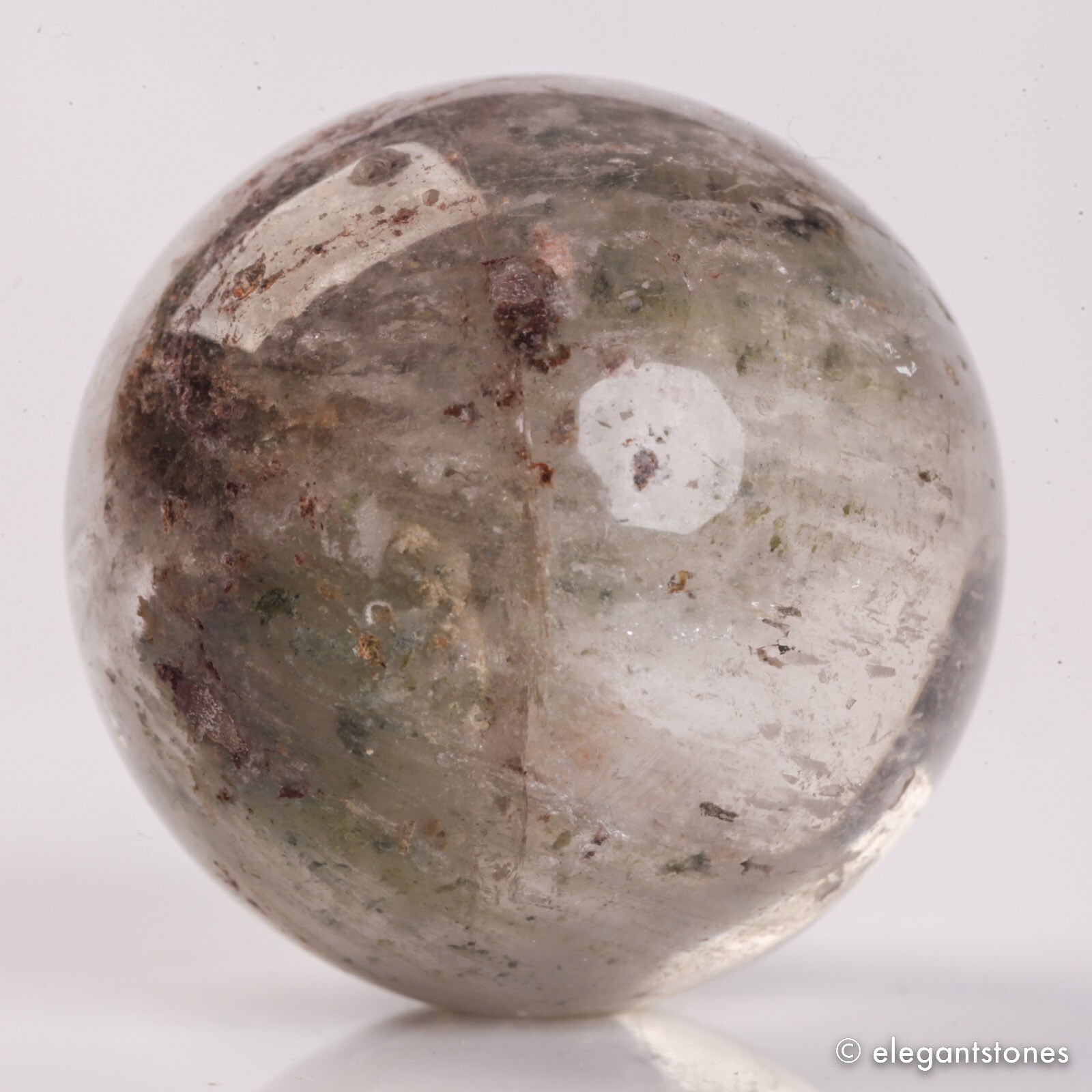 57g34mm Natural Garden/Phantom/Ghost/Lodolite Quartz Crystal Sphere Healing Ball