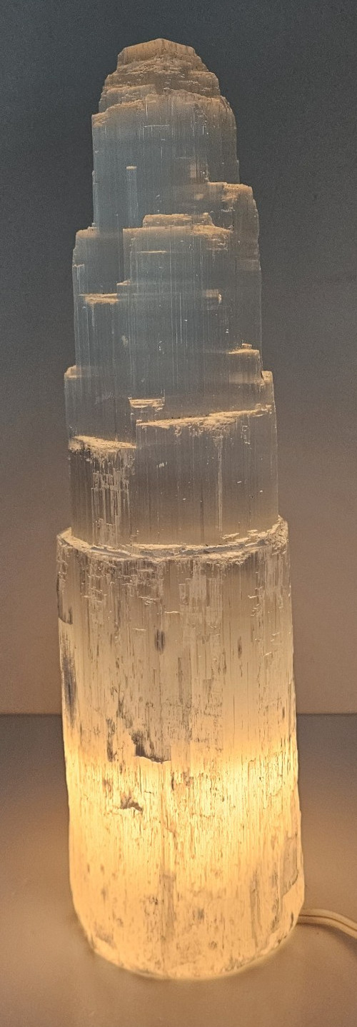 Selenite Lamp 12 inch Natural Stone White Crystal Lamp Gemstone Specimen Reiki