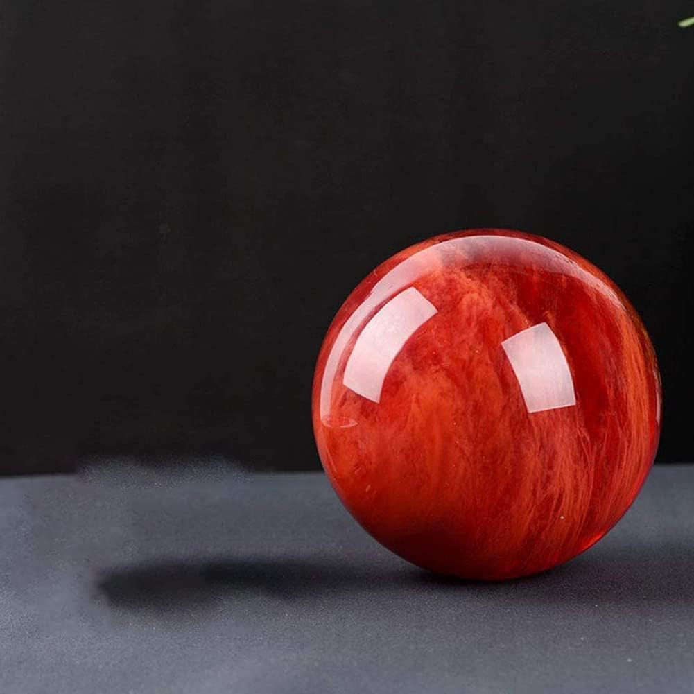 4 Inch Red Crystal Ball with Stand, Large Natural Crystal Ruby Sphere | for Medi