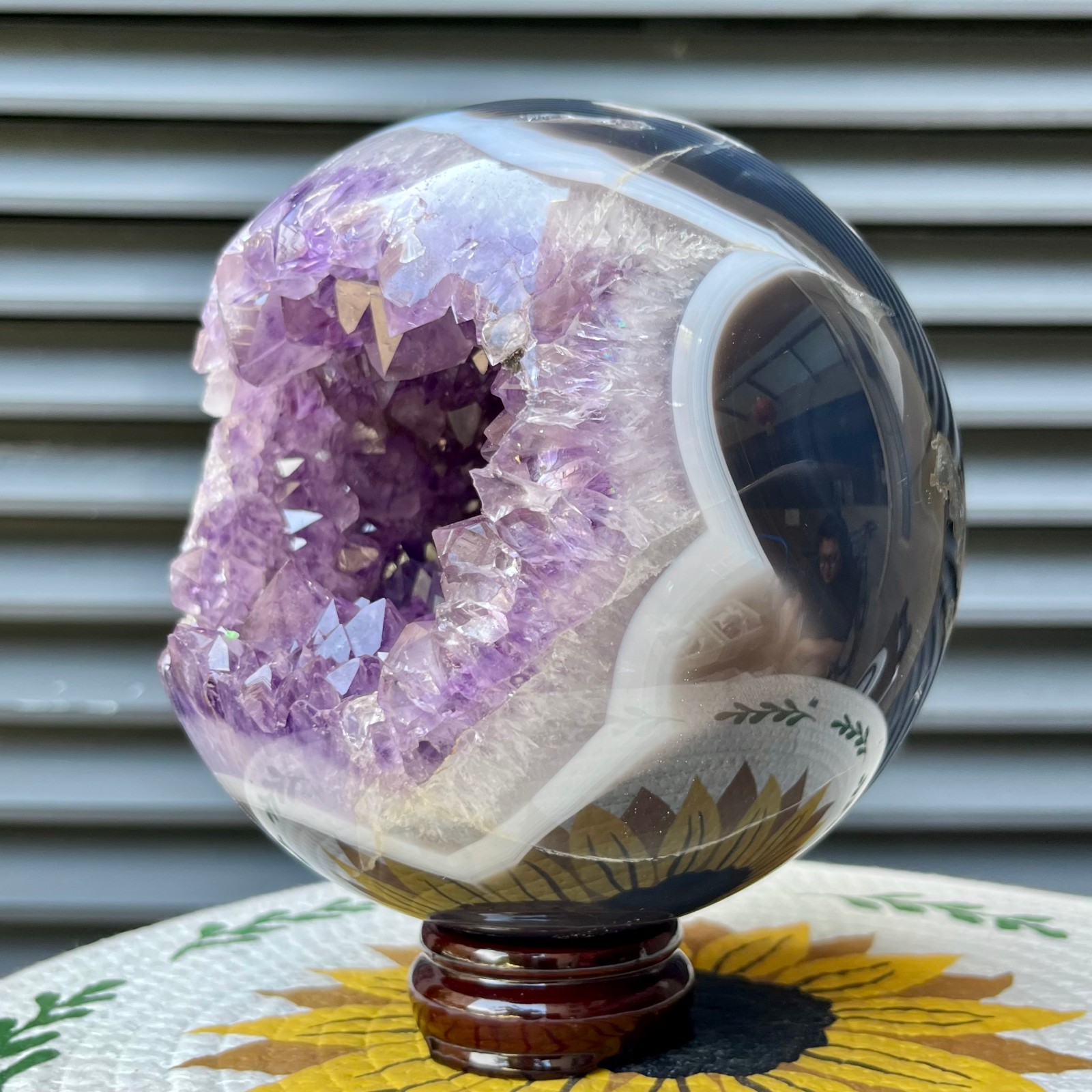 9.9 lb Natural Amethyst Geode Sphere Crystal Druzy Ball Gift Display Decor