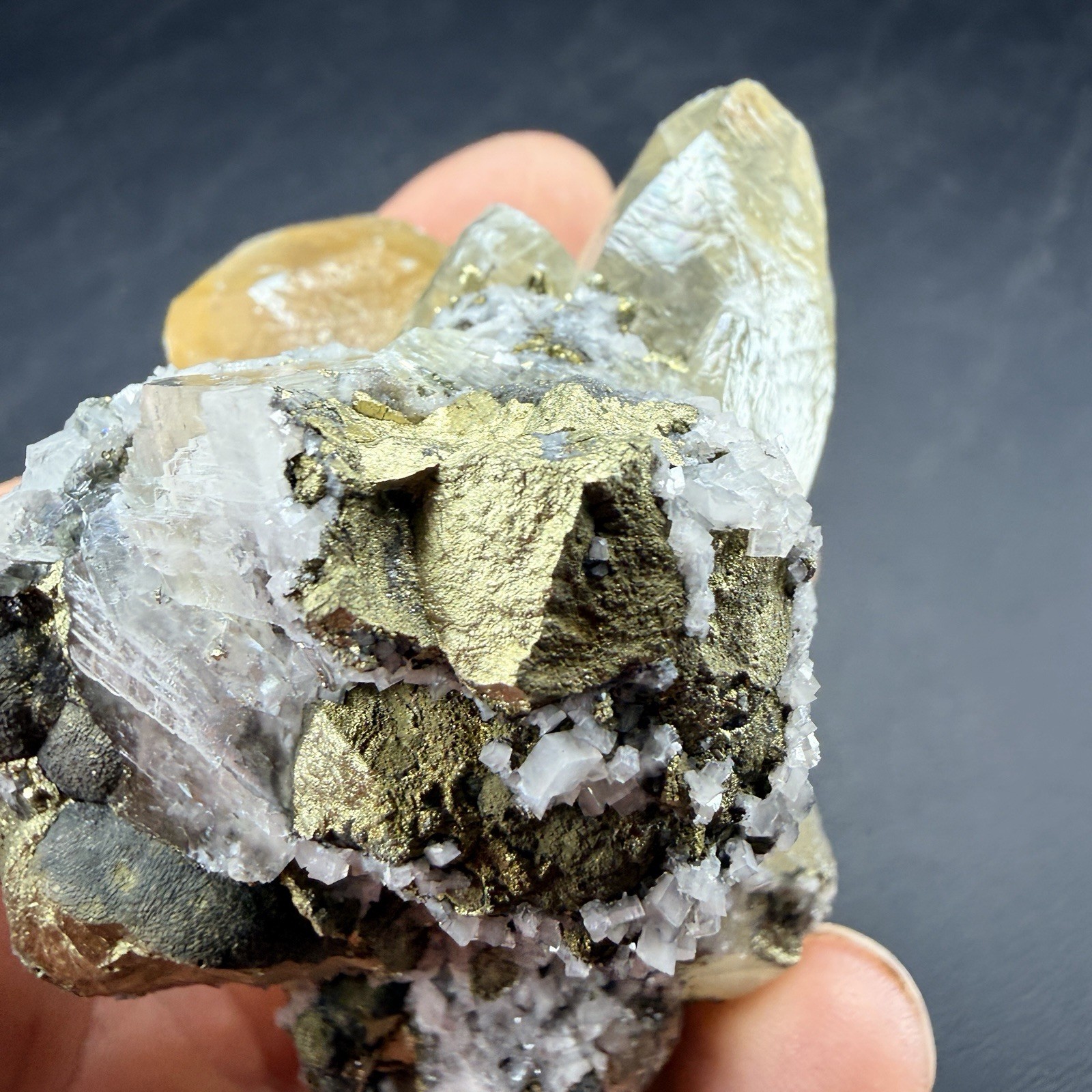 Golden Calcite Chalcopyrite Dolomite Crystal Combo / Sweetwater Mine *Video*