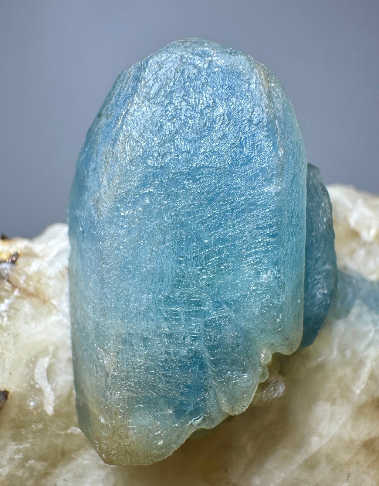 78 Grams Full Terminated Top Fluorescent Sky Blue Afghanite Crystals On Calcite