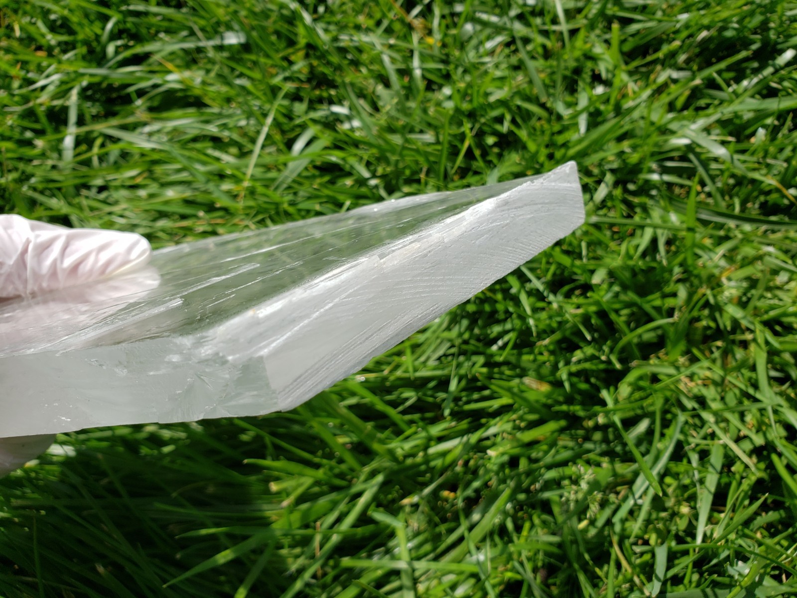 7″ HIGH QUALITY Raw Natural Clear Transparent Selenite Slab Slice Plate, 651g