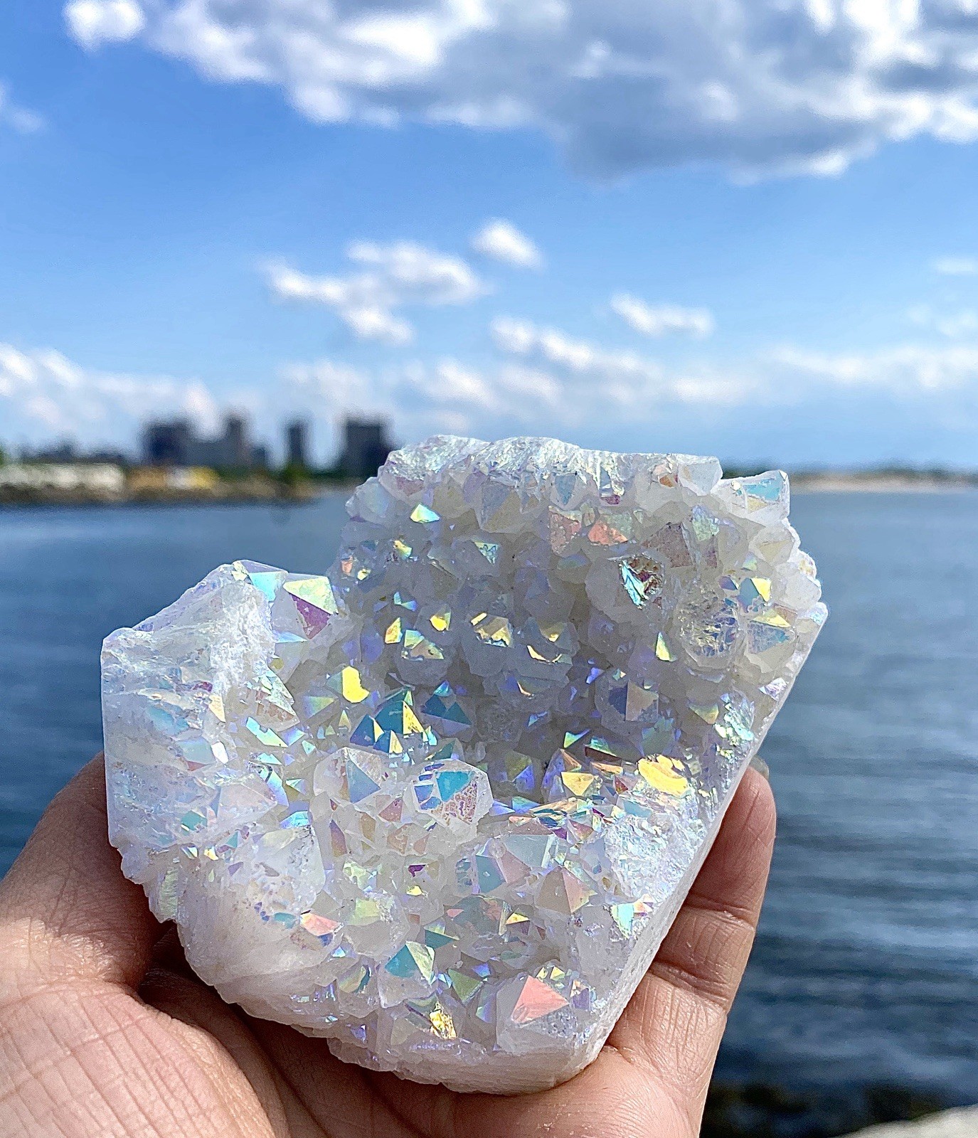 Wholesale 2 Lbs Angel Aura Quartz Cluster Natural Crystal
