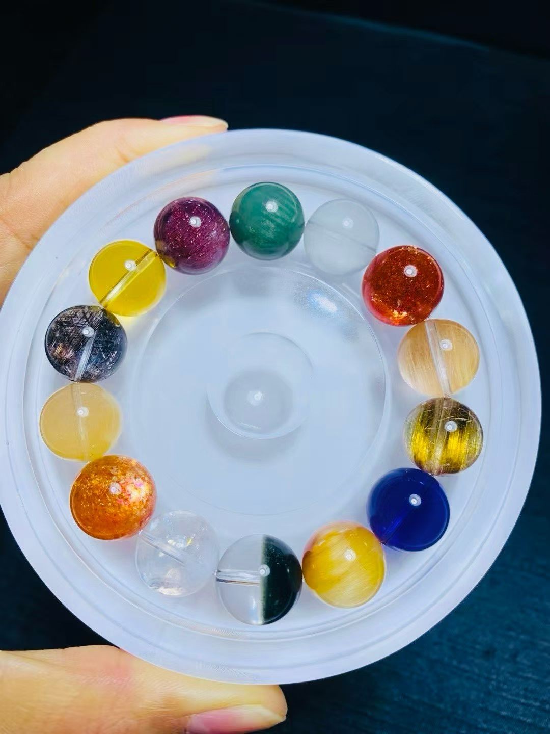 14.5MM Top Natural Multi Gemstone Crystal Bracelet Quartz Reiki Healing Repair