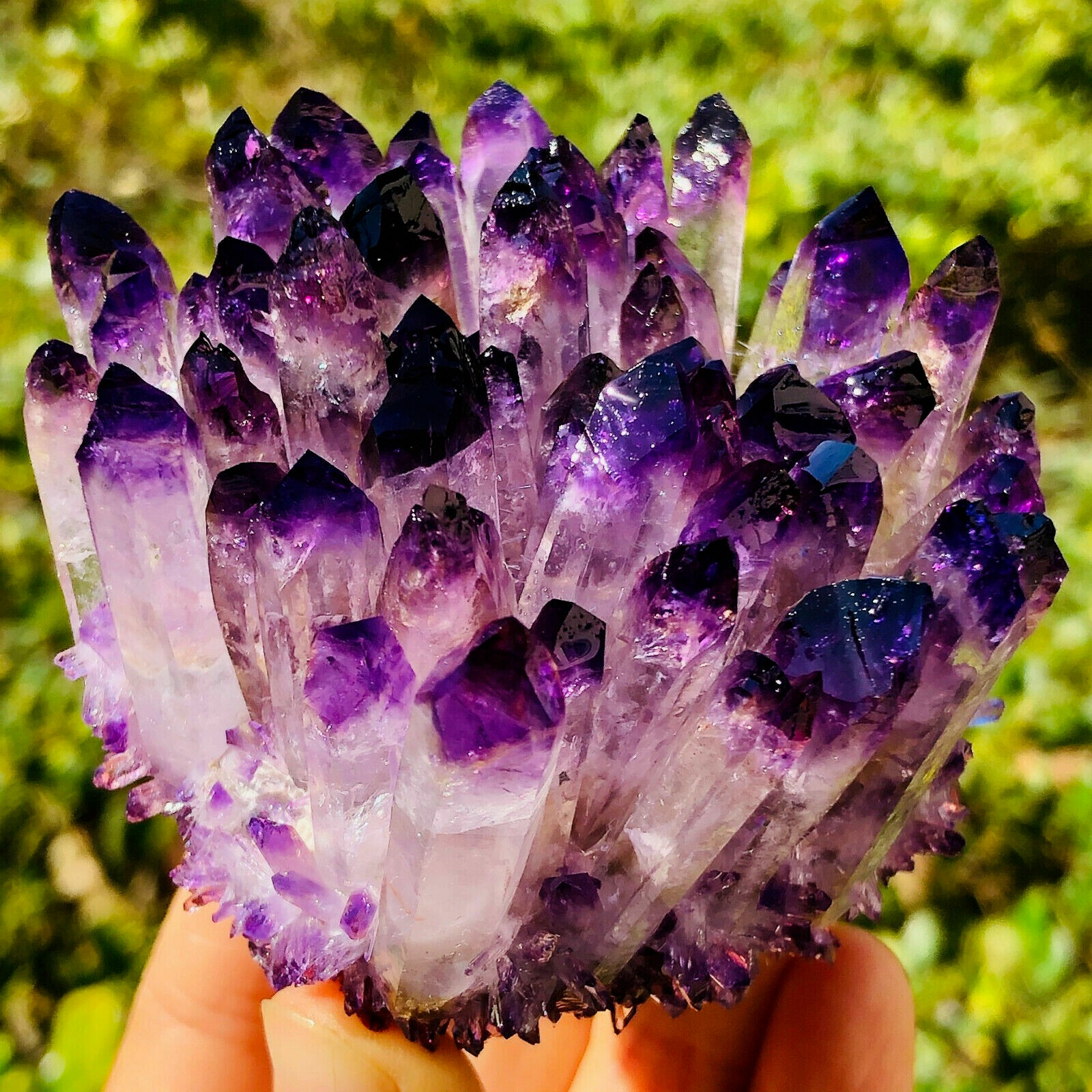 310G+ Natural Amethyst Phantom Cluster Healing Geode Mineral Specimen Crystal