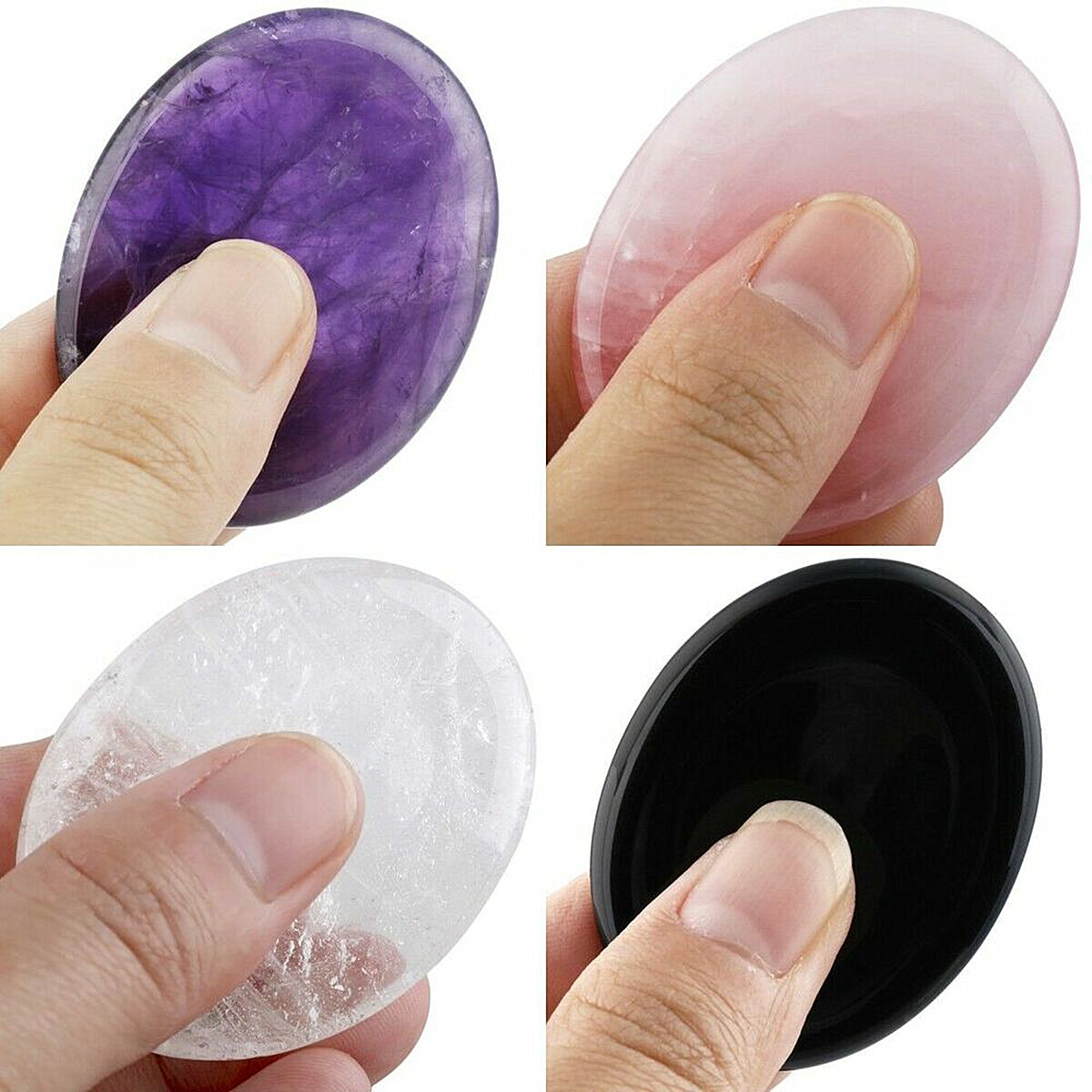 Healing Crystal Oval Thumb Worry Stone Pocket Palm Stone Chakra Reiki Meditation