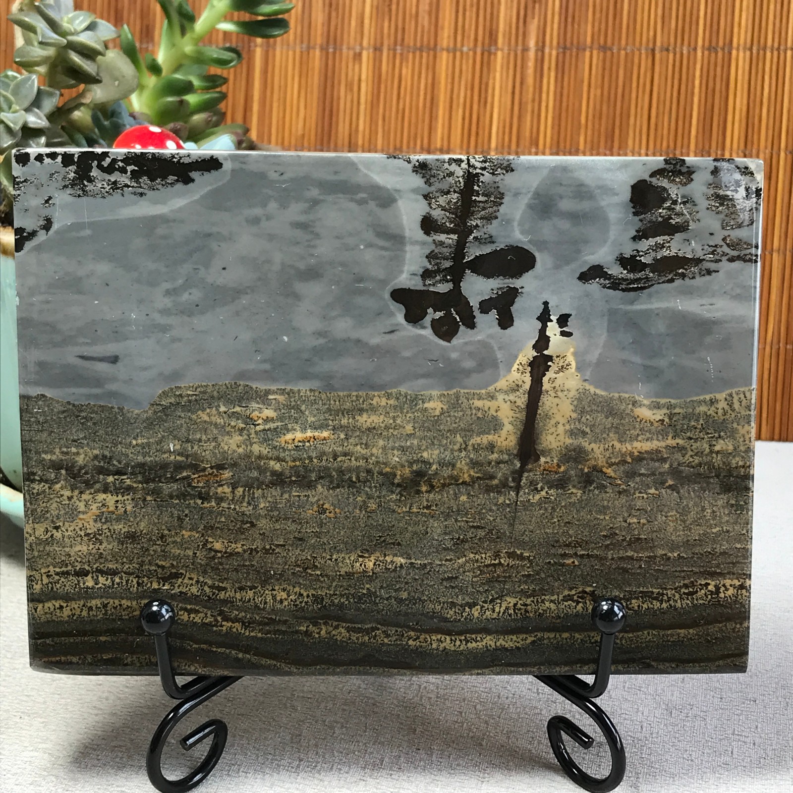 290g Natural Chinese painting stone crystal ornaments for home decoration A6423