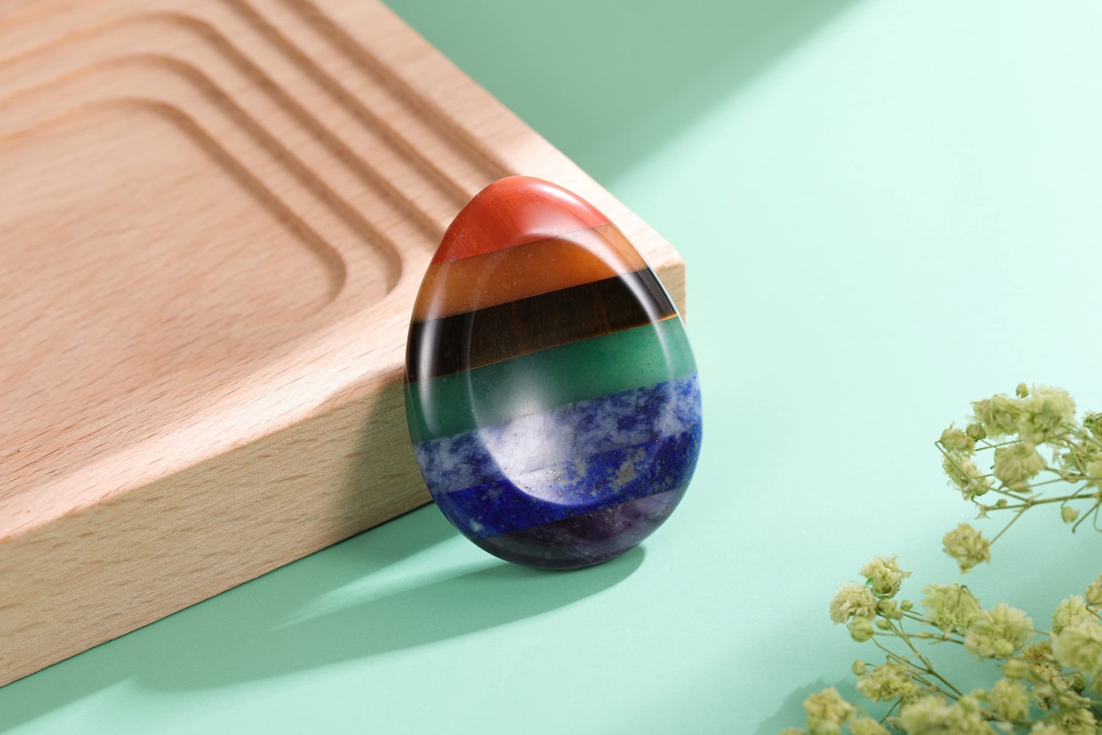 Chakra Healing Crystal Thumb Stone for Anxiety, Stress Relief, Meditation