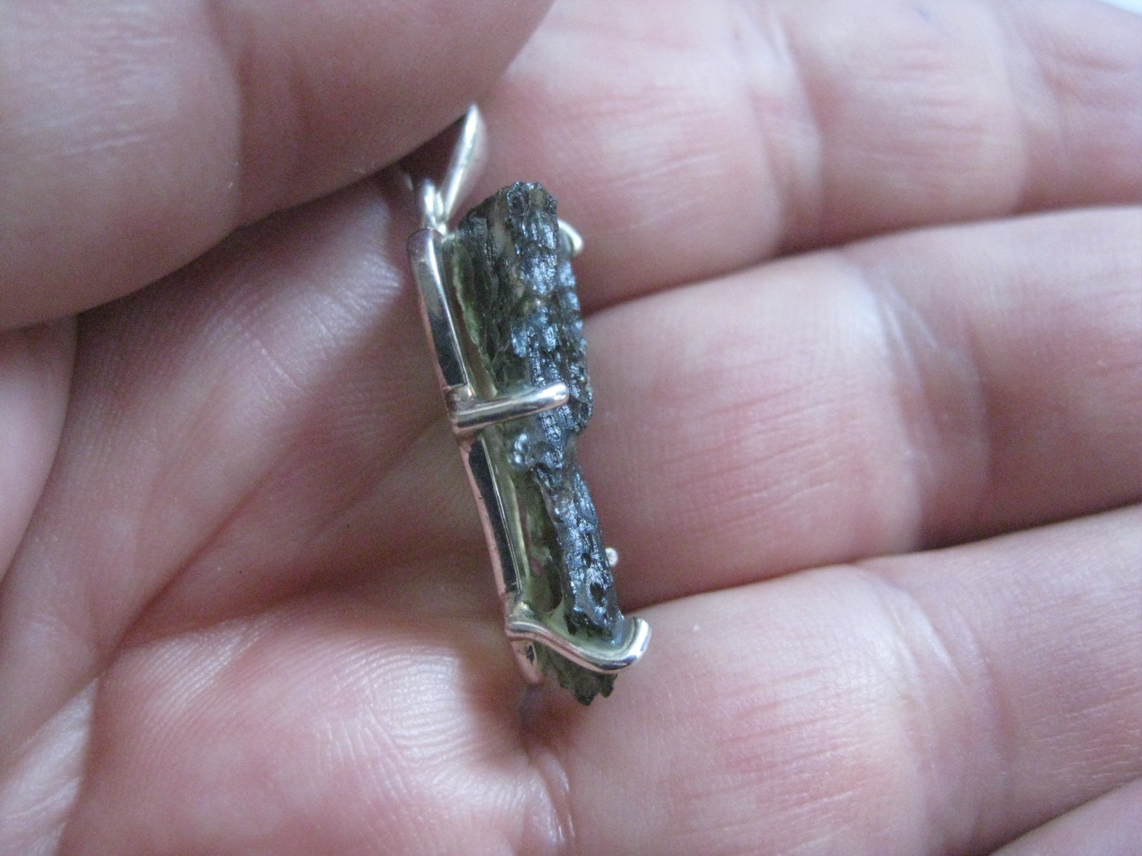 Moldavite pendant Nova Hospode,tektite genuine, Czechia impact glass
