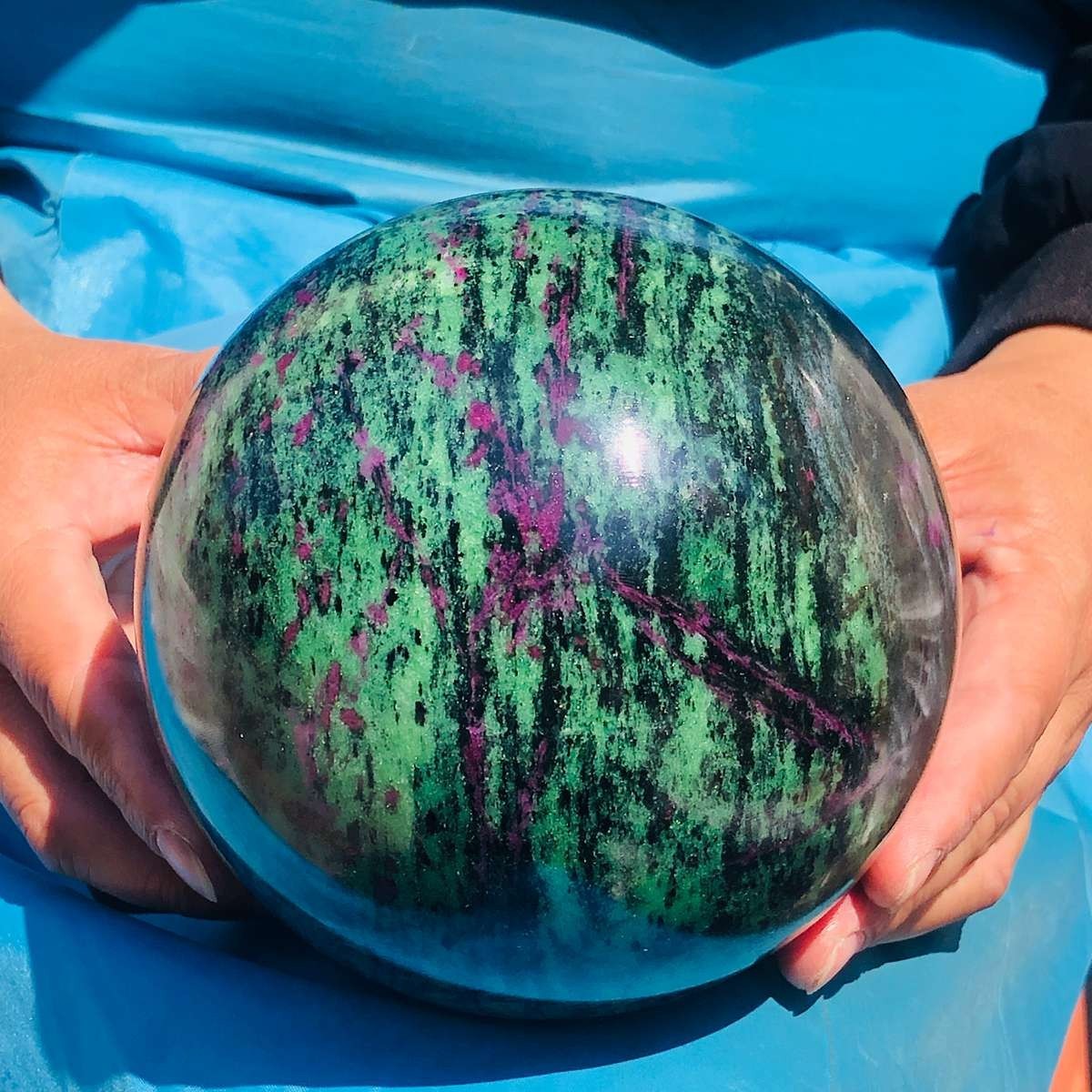 7.7LB Natural green Ruby zoisite (anylite) crystal ball sample Healing