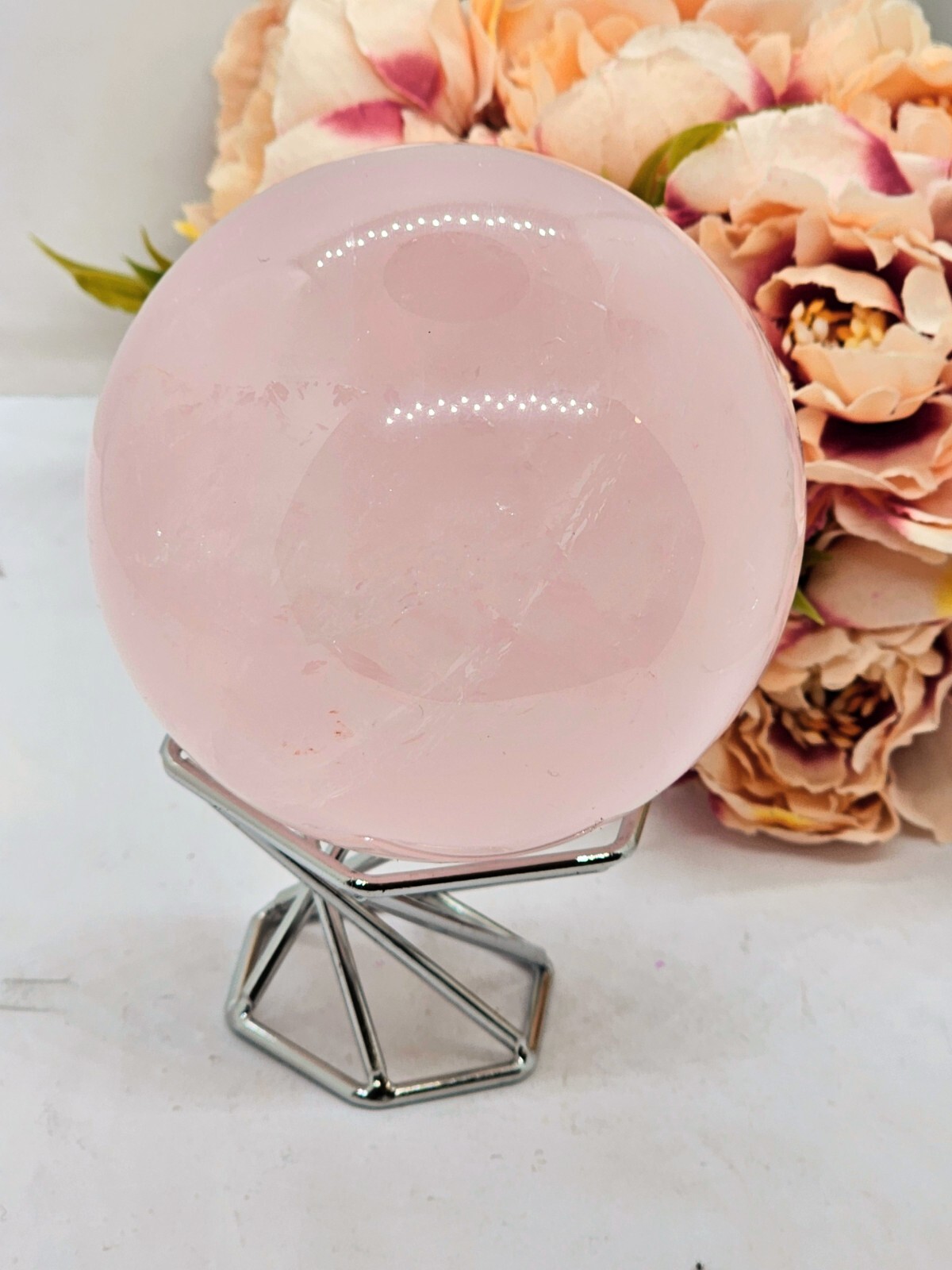 XL Large Rose quartz Sphere love healer self love pink 638g 6.8cm