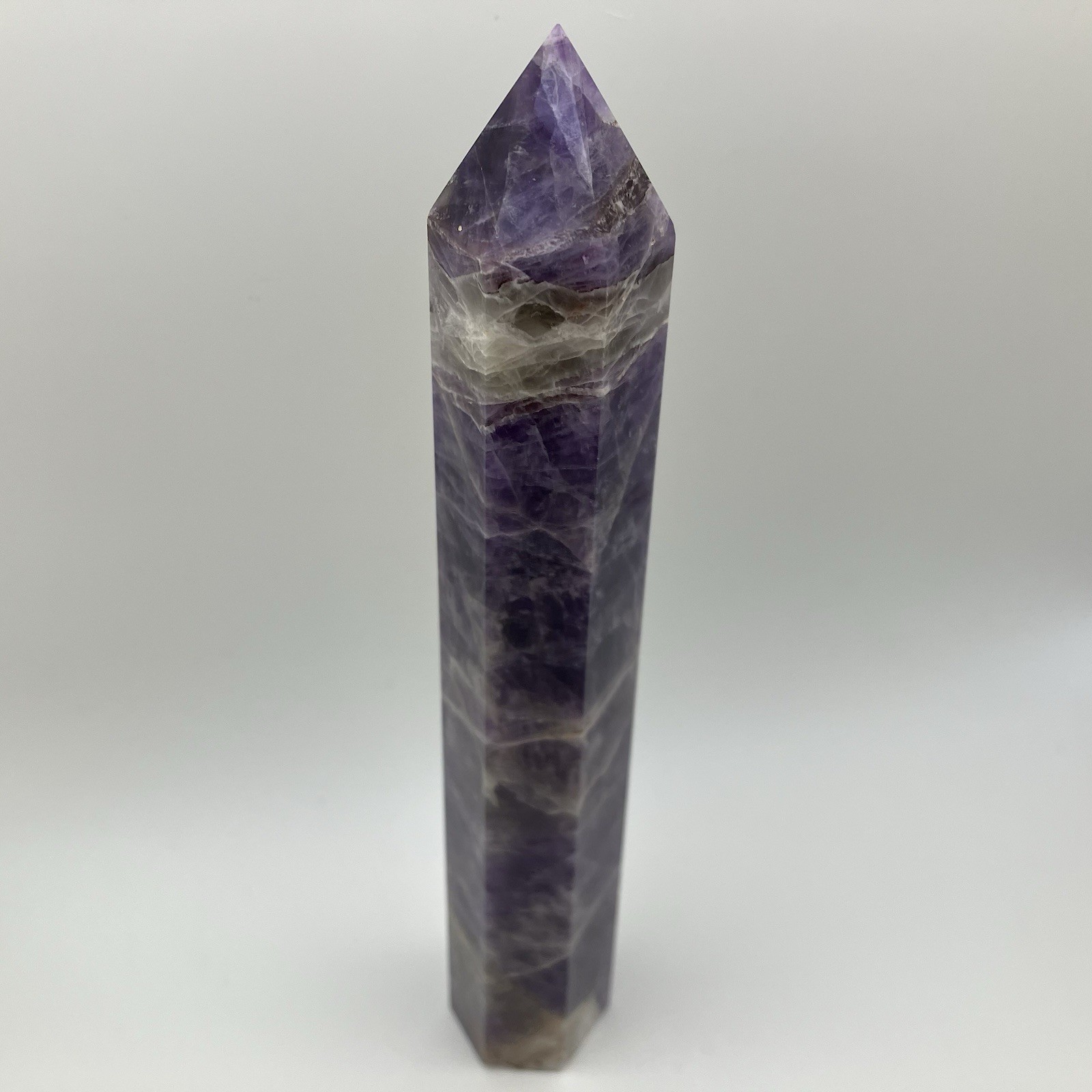 181mm XL .53 LB Brazil Amethyst Quartz Crystal Tower Gemstone Pillar Point, 240g