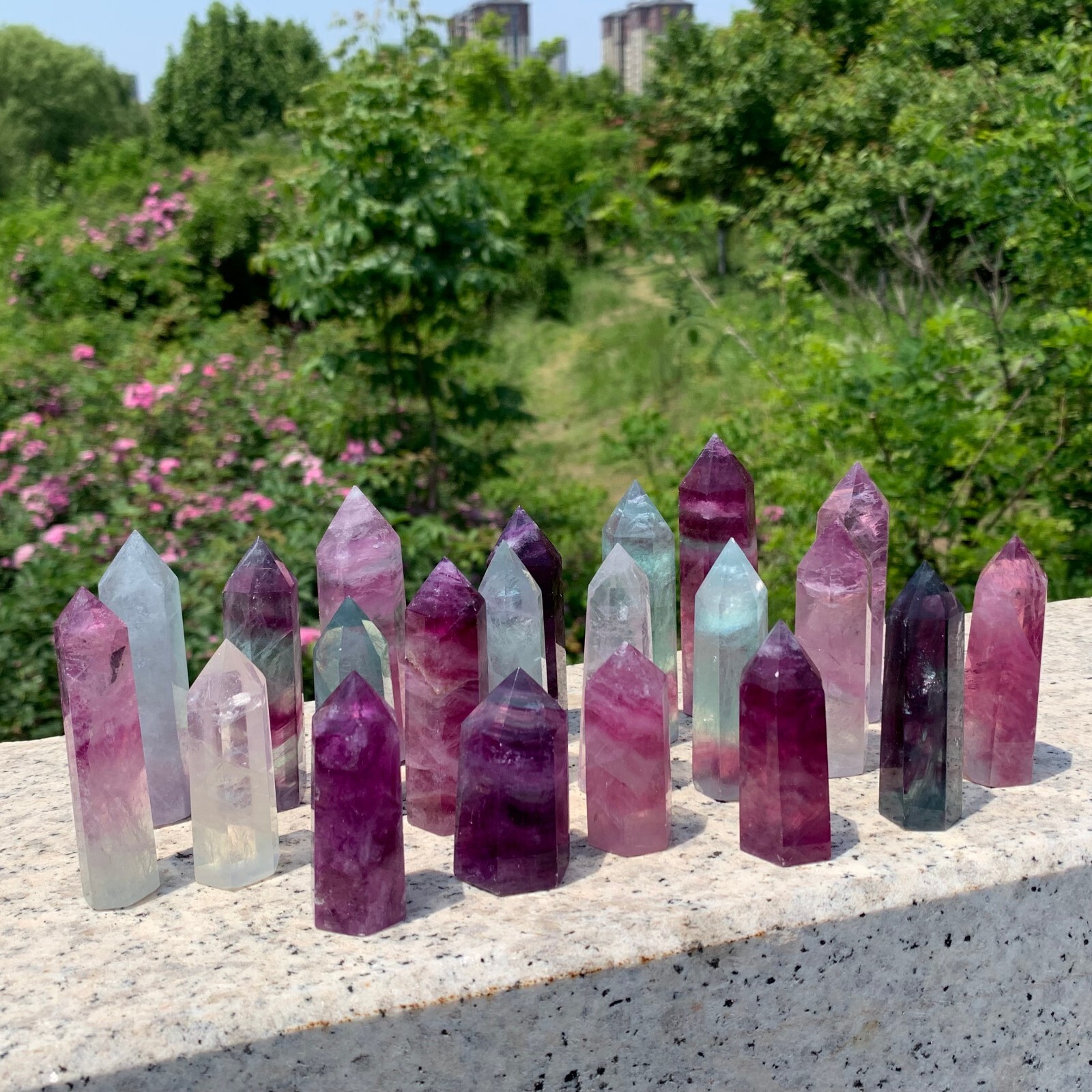 2.2LB Natural fluorite quartz obelisk crystal wand point healing random