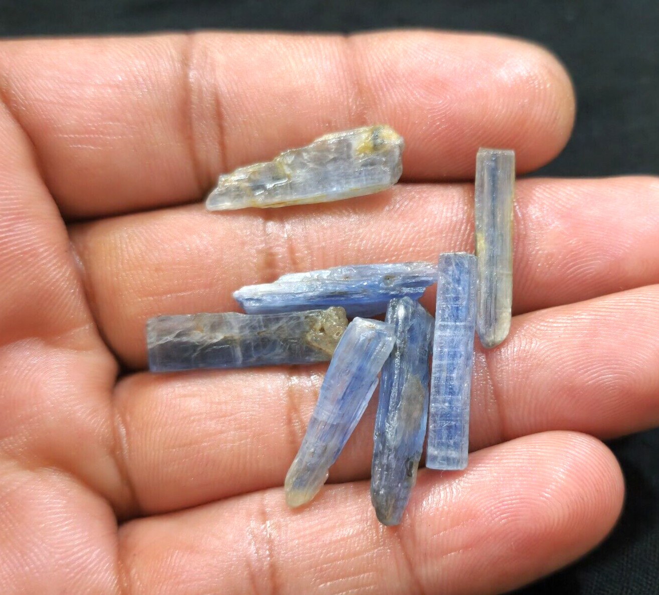 Beautiful Blue Kyanite Raw Shards 7 Piece Lot Rough 24-25 MM For Jewelry Making