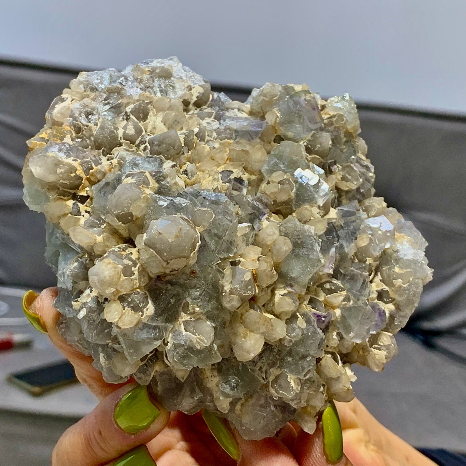 1.29LB Natural Fluorite+Crystal Cluster Mineral Specimen/InnerMongolia