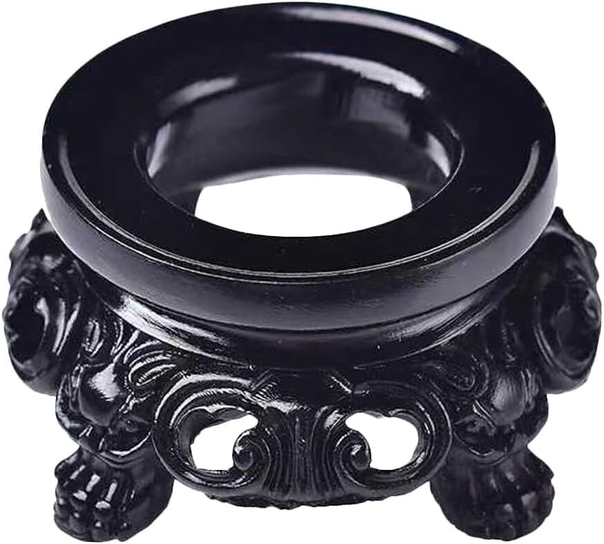 Black Wooden Display Stand for Crystal Sphere Quartz Ball Holder, Hollow Wood…