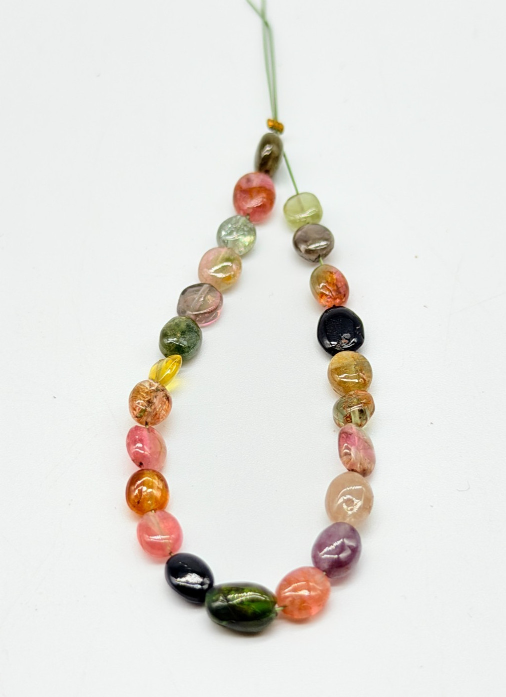 Natural-Multi Tourmaline Smooth-Oval Beads Strand, Multi-Color Tourmaline-Tumble