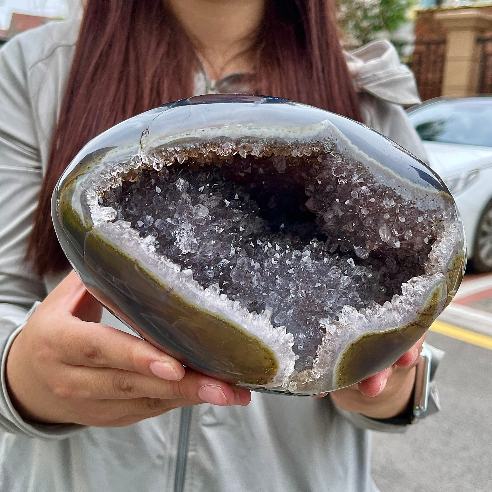 8.99LB High quality amethyst agate coin bags attract wealth crystal specimens
