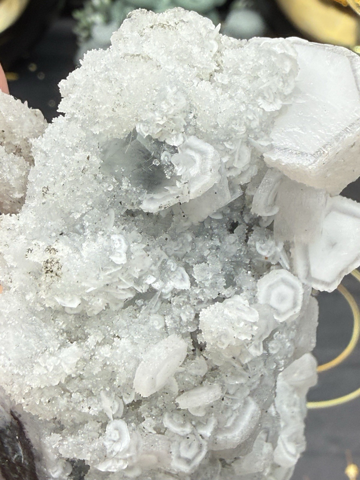 Natural Coin Calcite w/ green fluorite Specimen Uvreactive Free shipping