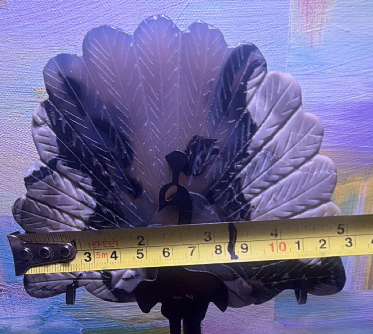 Volcano agate Peacock, Crystal Stone on a stand UV active ￼