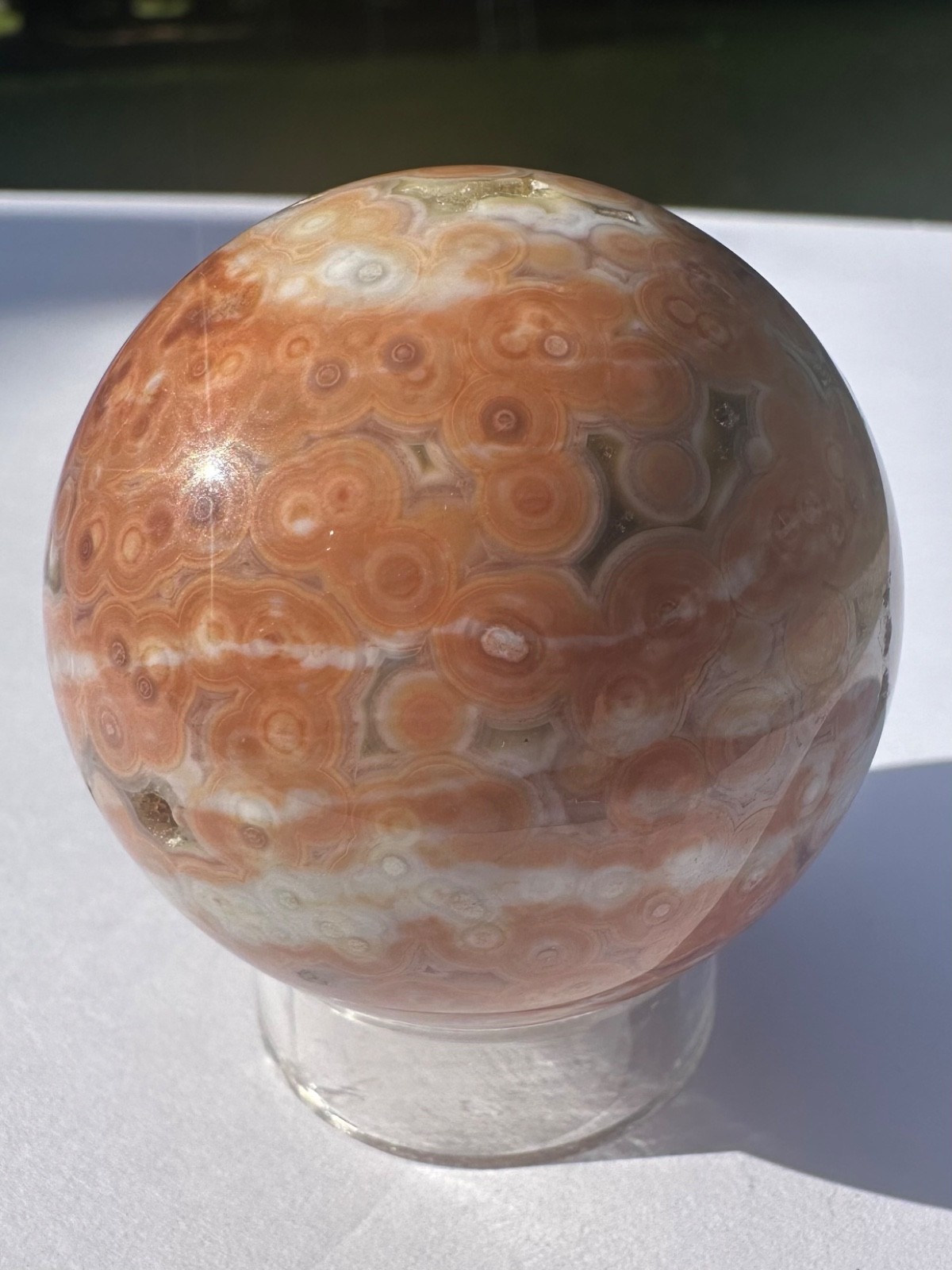 143g sparkling druzy 8th vein orbicular ocean jasper sphere polished crystalball