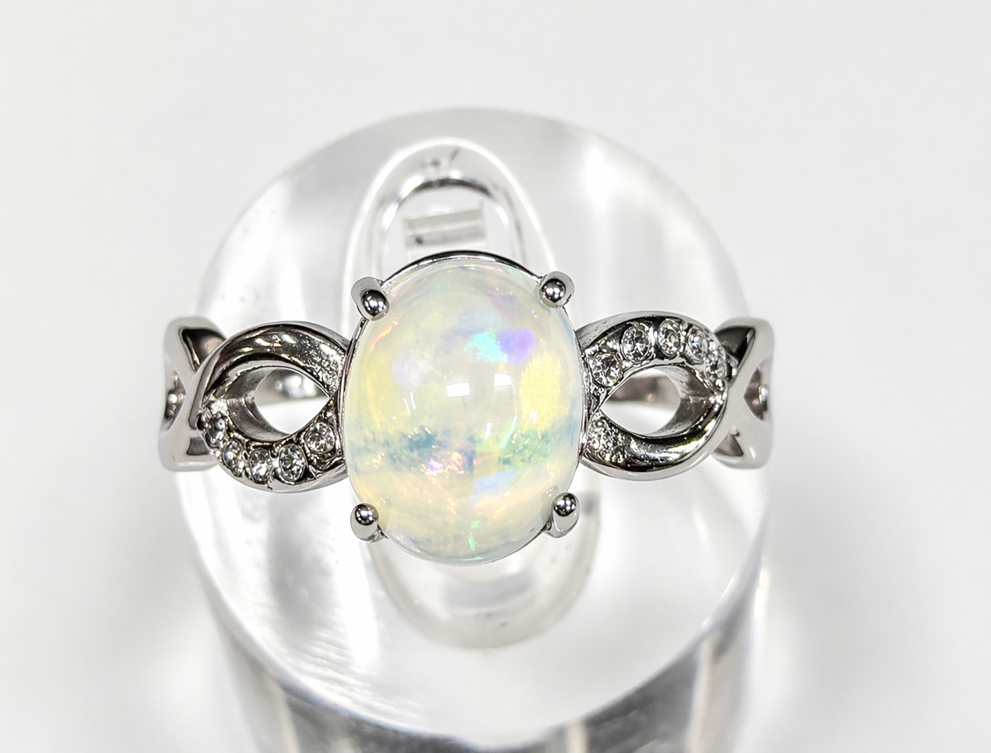 Wholesale 7 Pcs Natural Opal Stainless Steel Rings 7x9mm