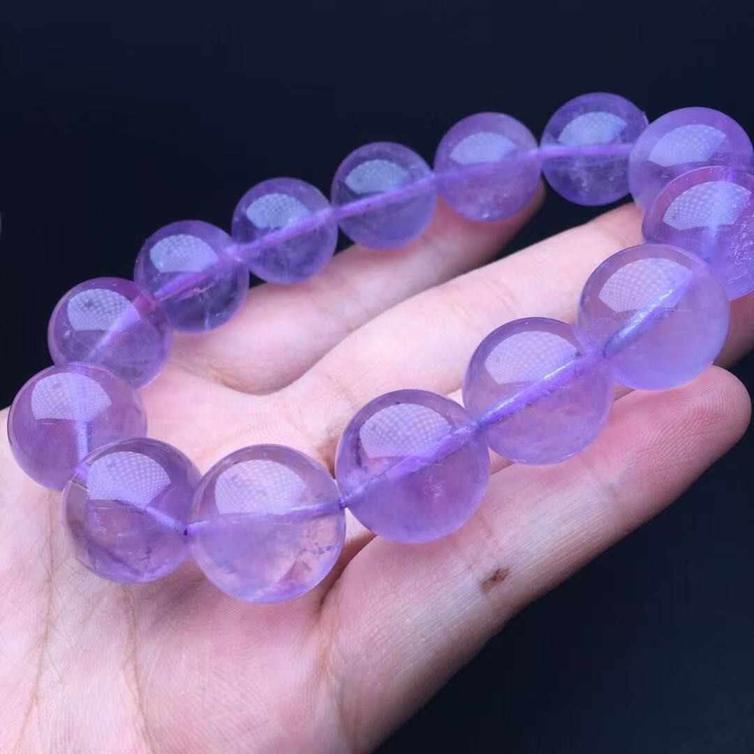 18mm Natural Amethyst Bead Bracelet Reiki Crystal Quartz Healing Decorate 1pc