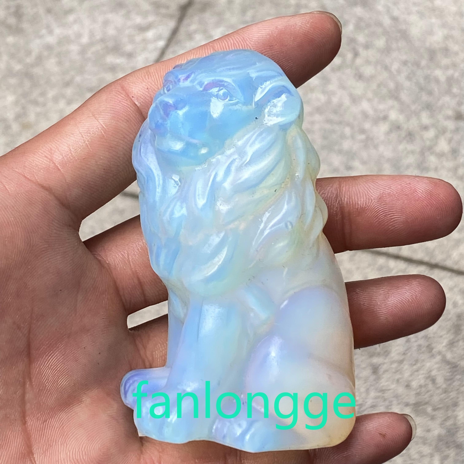 Top 4in opalite Lion Quartz Crystal Skull Carved Figurines Reiki Gift 1pcs