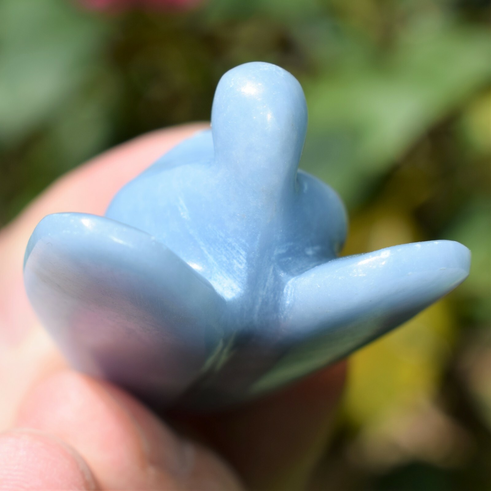 CHARGED Angelite Crystal Hand-Carved Angel Peaceful Energy! + Selenite Charger