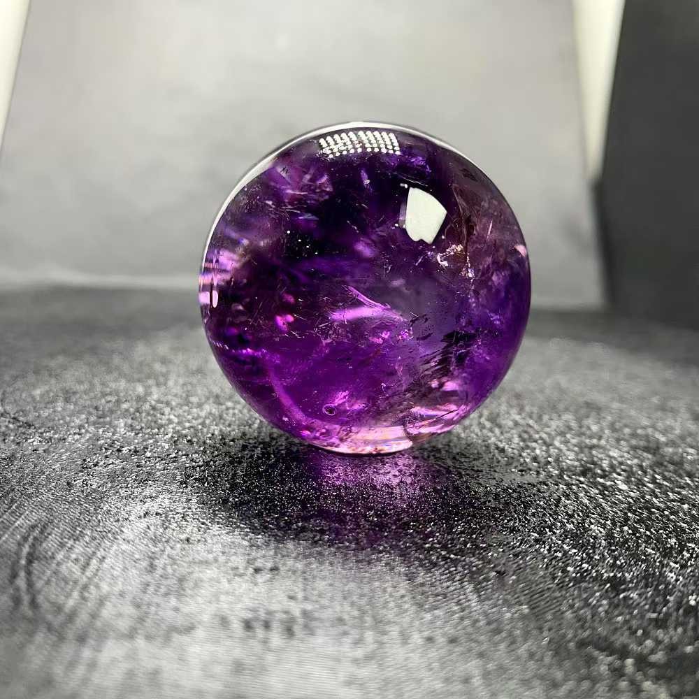 45mm Natural Amethyst Quartz Sphere Crystal Energy Ball Reiki Decor