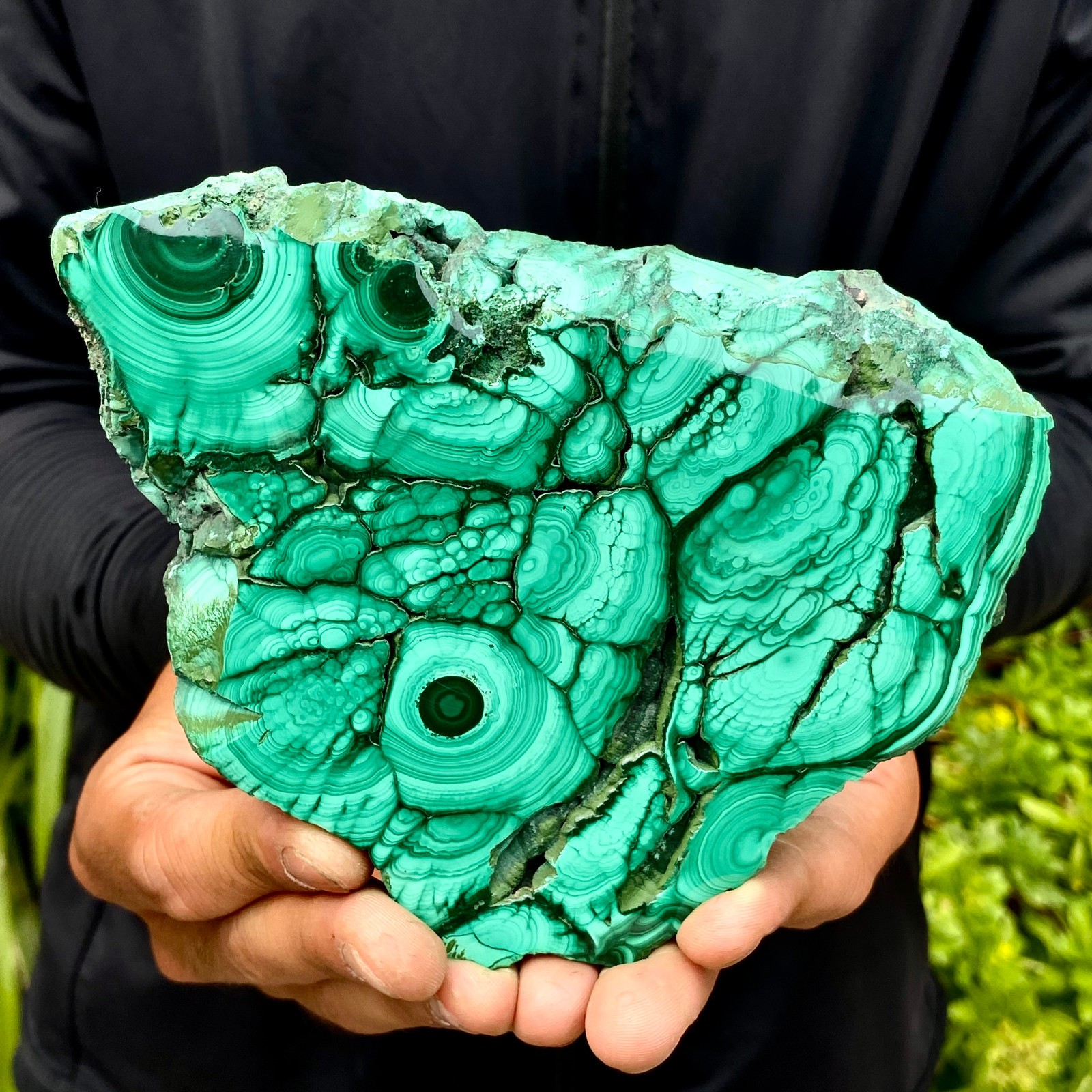 1.29LB Natural malachite slice quartz crystal luster mineral specimen