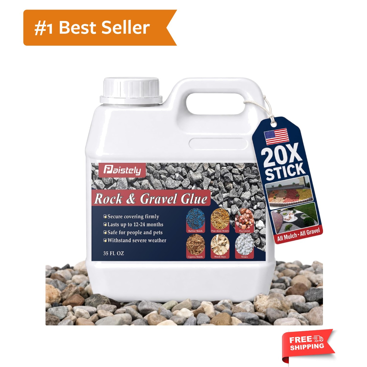 35Oz Rock and Gravel Glue for Landscaping, Fast Drying Lockdown Sticky Mulch …