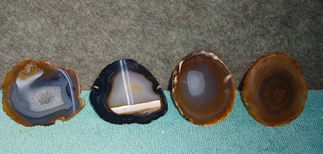 Set of 4 AGATE SLICES Quartz Crystal Geode – Gorgeous