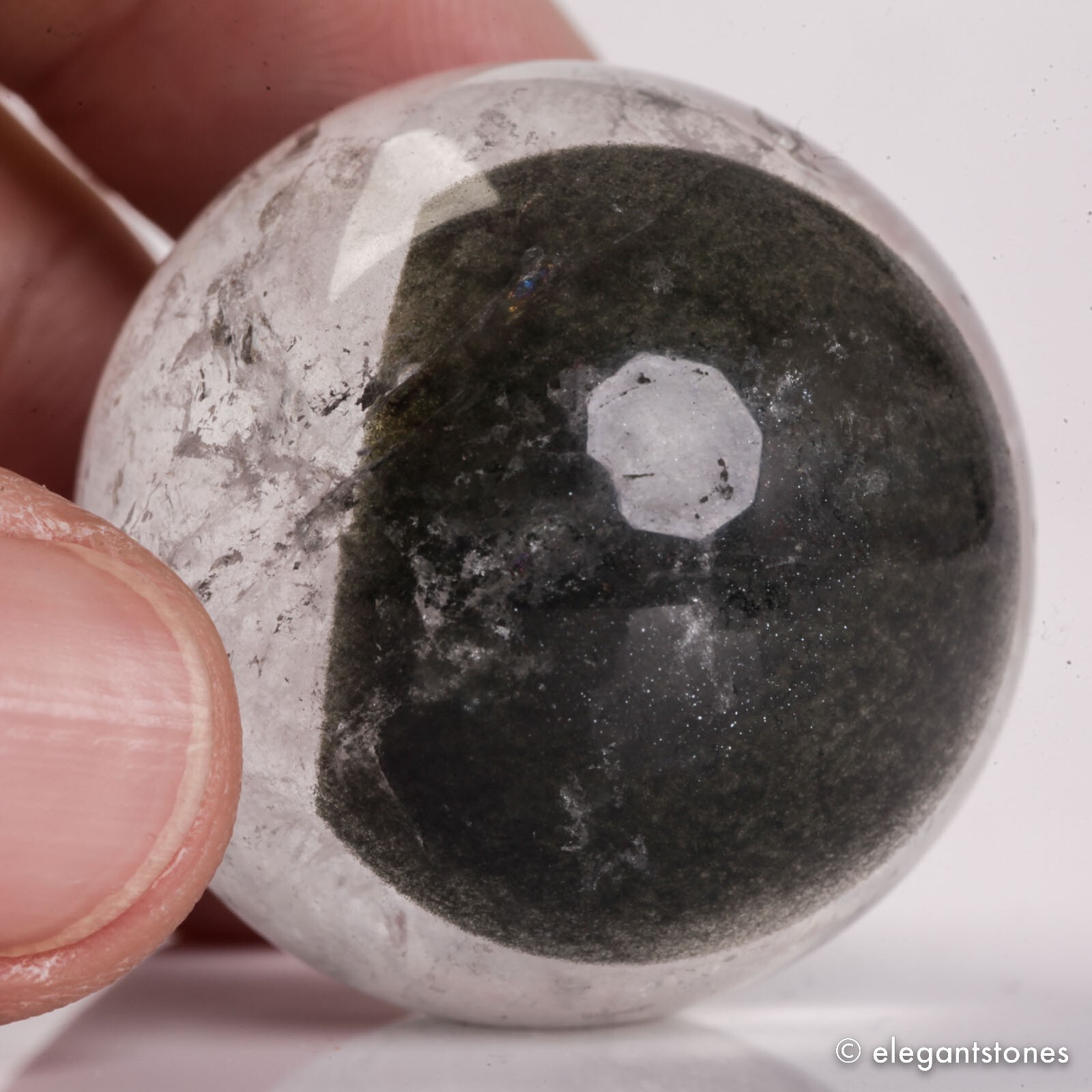 48g32mm Natural Garden/Phantom/Ghost/Lodolite Quartz Crystal Sphere Healing Ball