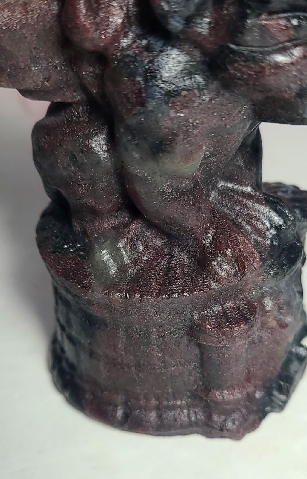 4″ 329g Magnificent Garnet Arfvedsonite Gargoyle Crystal Stone Carving Statue