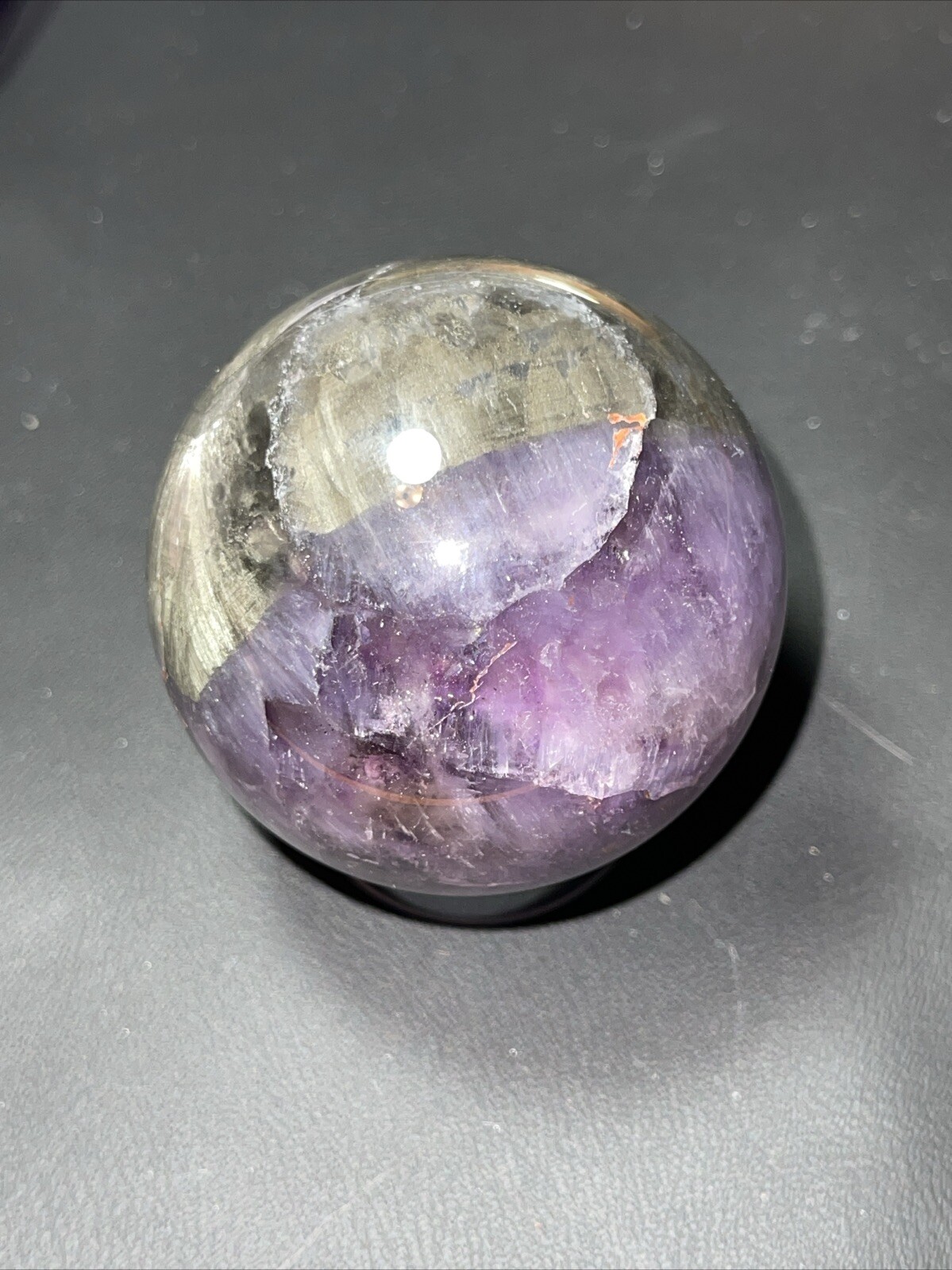 Auralite 23 Crystal Sphere Ball Orb Excellent Flash And a Rainbow 52.2mm 196g