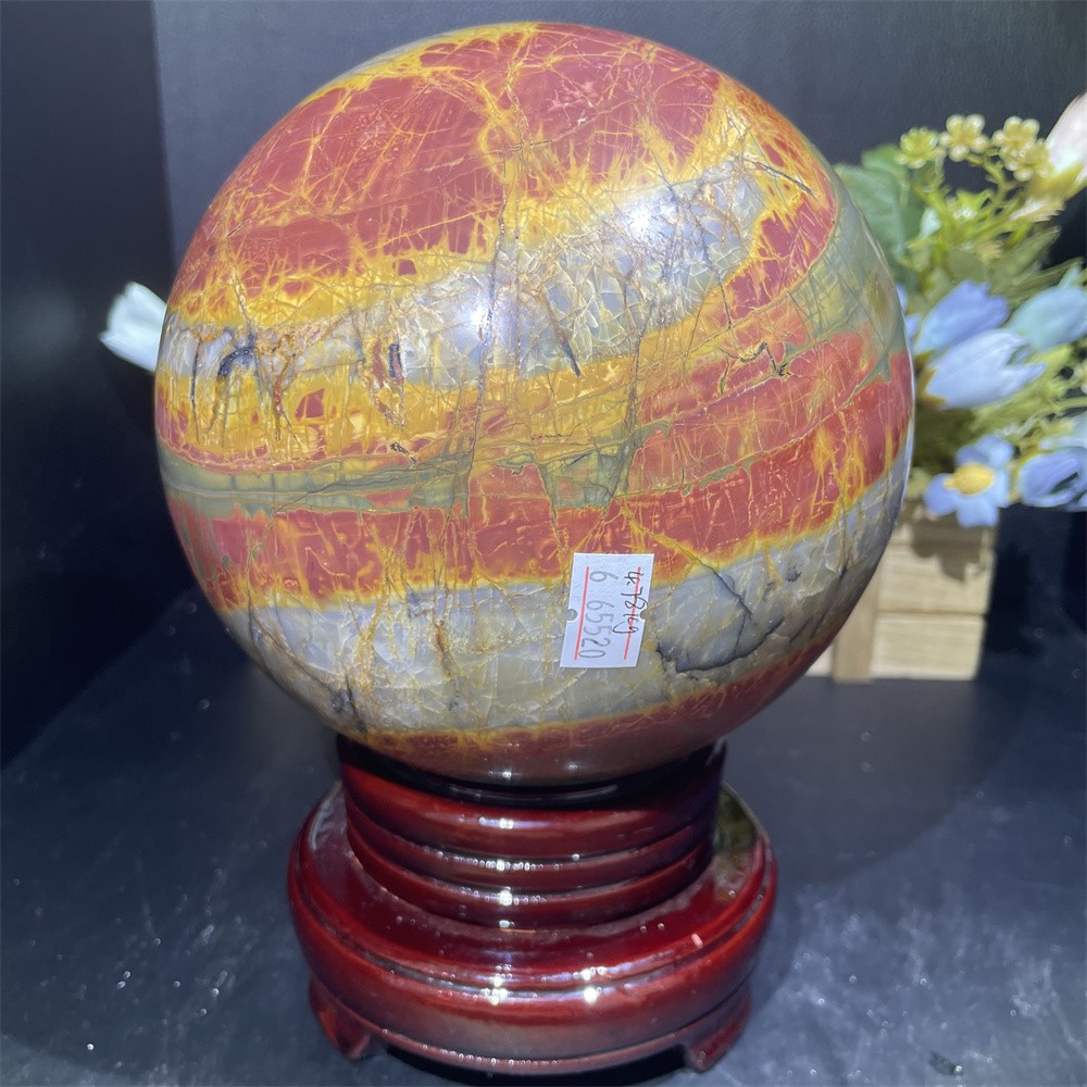 10.5LB 5.3″Natural Cherry Creek Jasper Sphere Crystal Reiki Energy Ball Decor