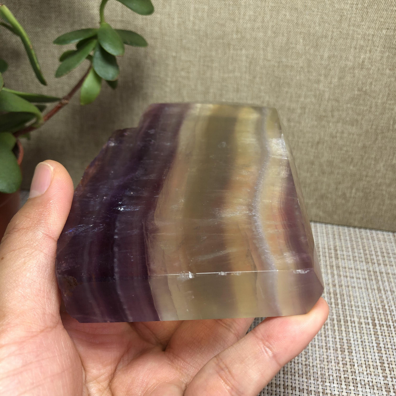 492g Natural candy Fluorite Polish/Rough wand Crystal free standing 123mm A2894