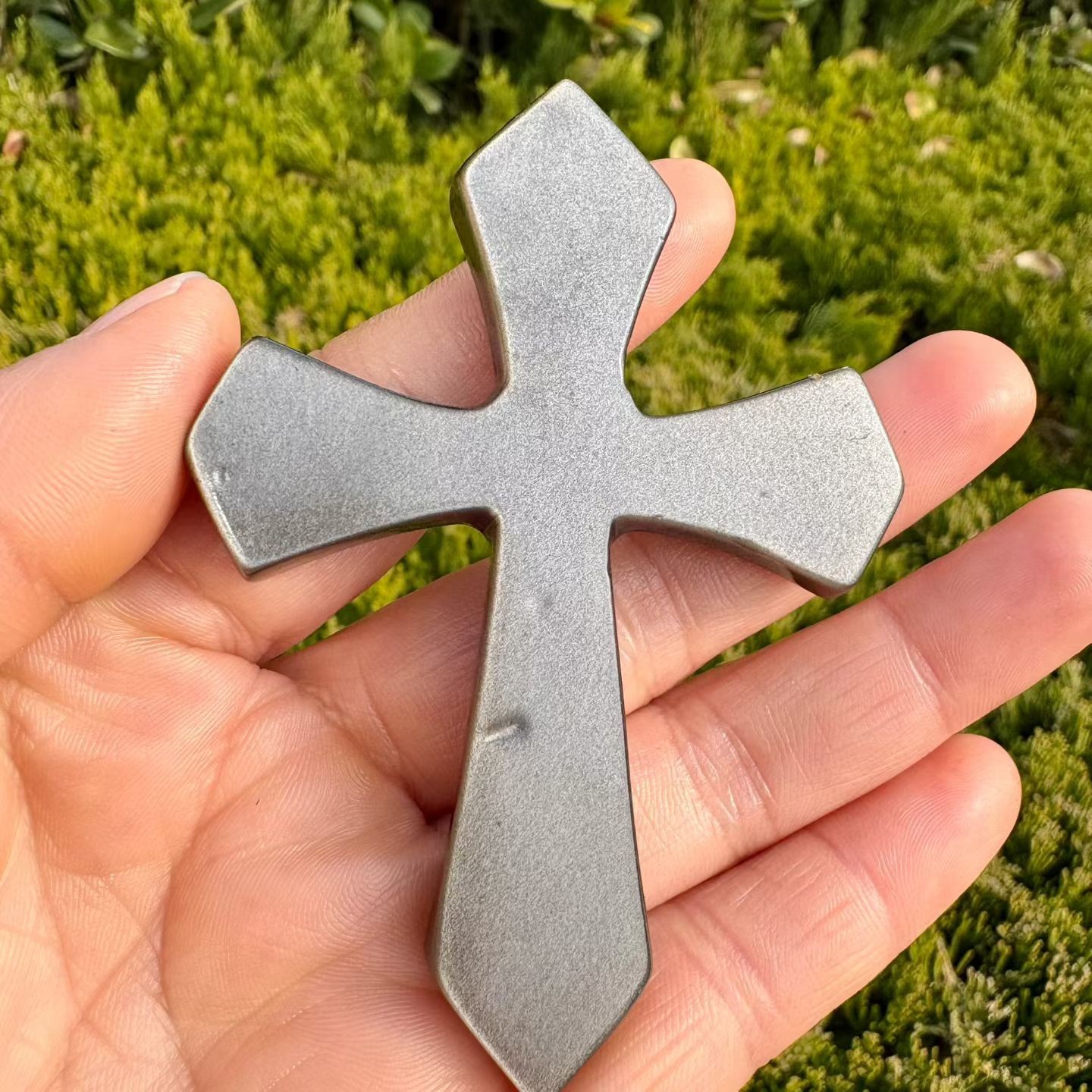 3″+ natural Silver obsidian Cross Quartz Crystal Carved Reiki Healing 1pc