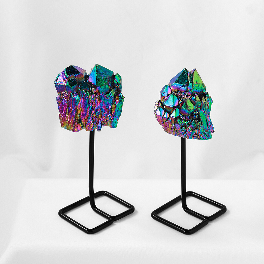Electroplating Colorful Rainbow Crystal Clusters Mineral Specimen Healing Decor