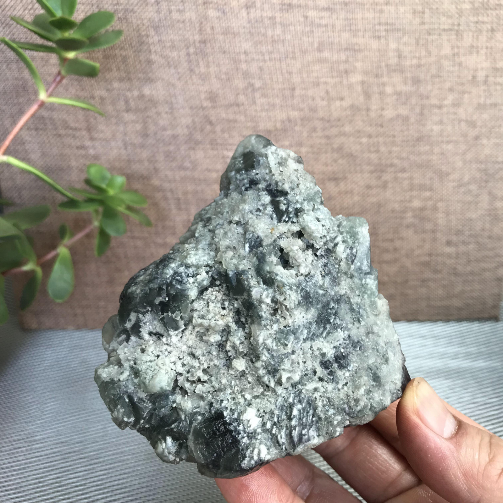 94mm NATURAL Grey Cubic FLUORITE Crystal Cluster Mineral Specimen 416g A1285