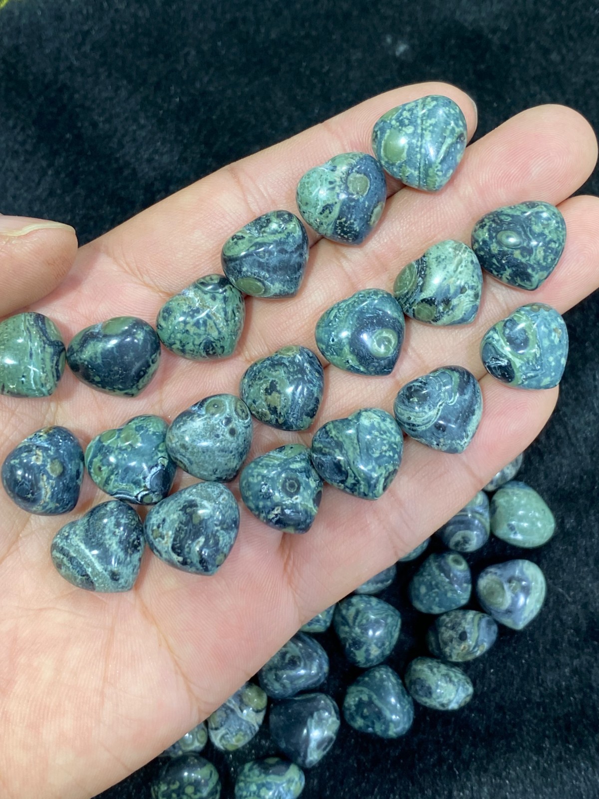 10pc Natural Kambaba Jasper Mini Heart hand-carved quartz crystal reiki healing