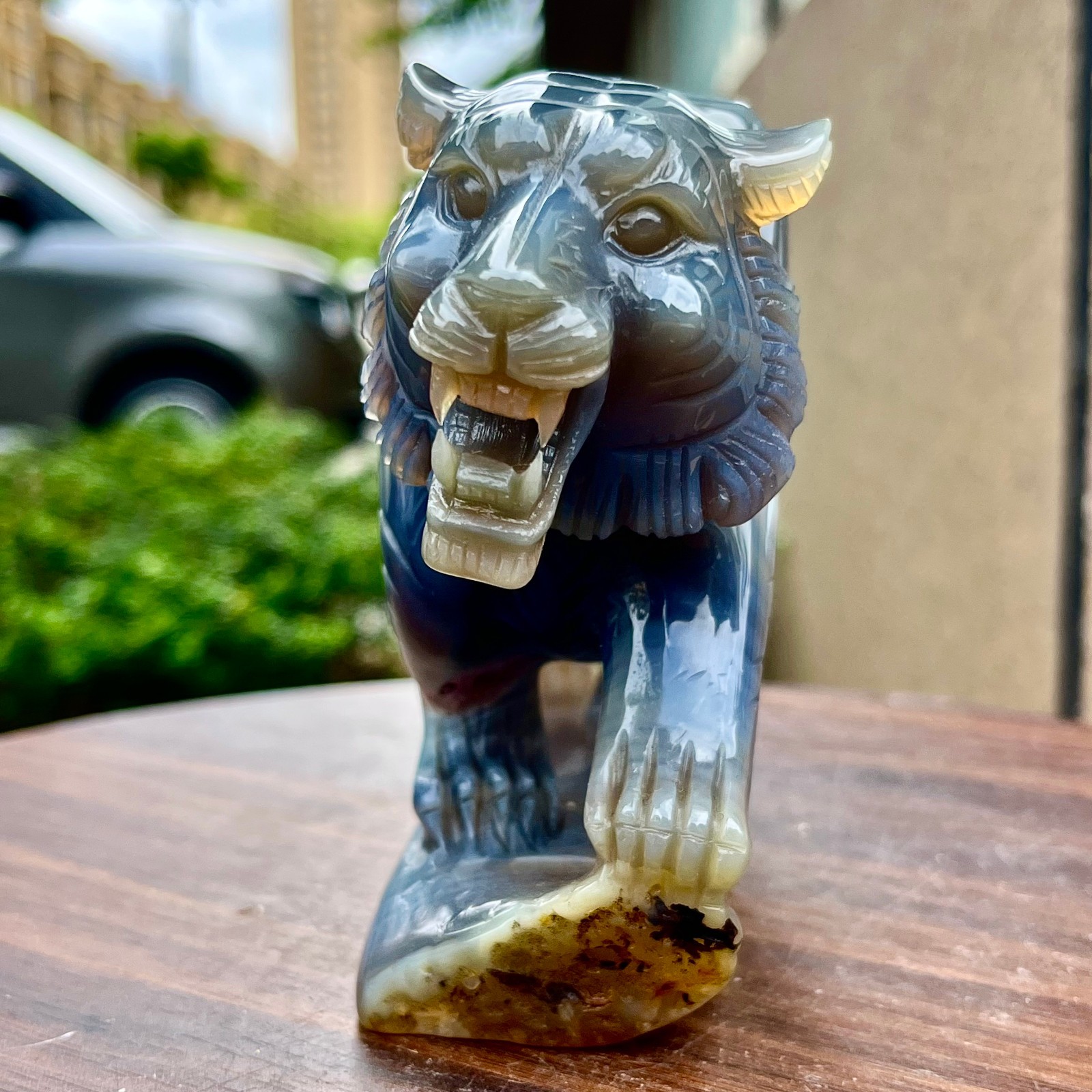 2.27LB High level natural amethyst cave hand carved spiritual tiger