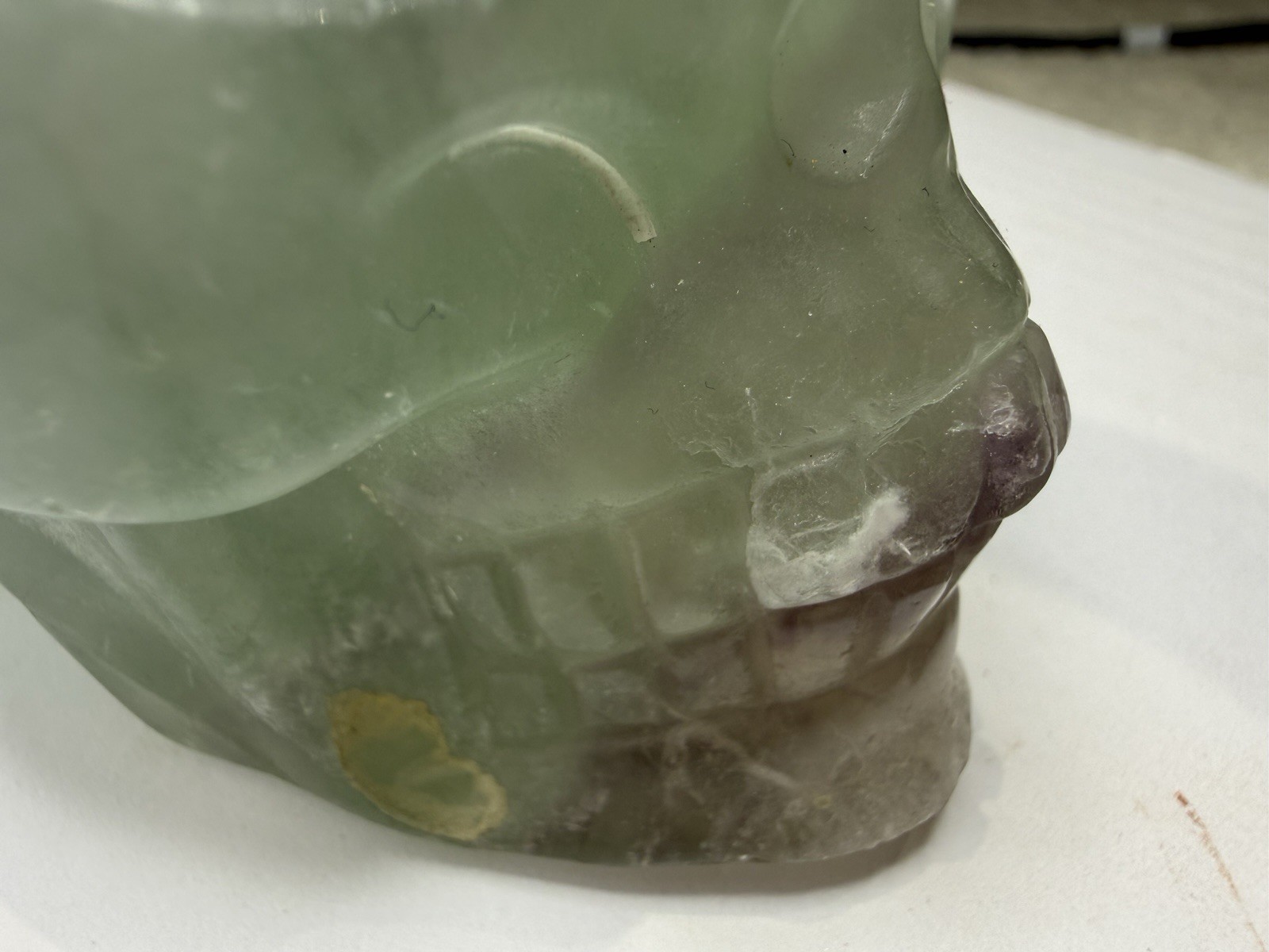 Large Natural Green And Purple Fluorite Crystal Carved Polished Skull 1lb 13oz