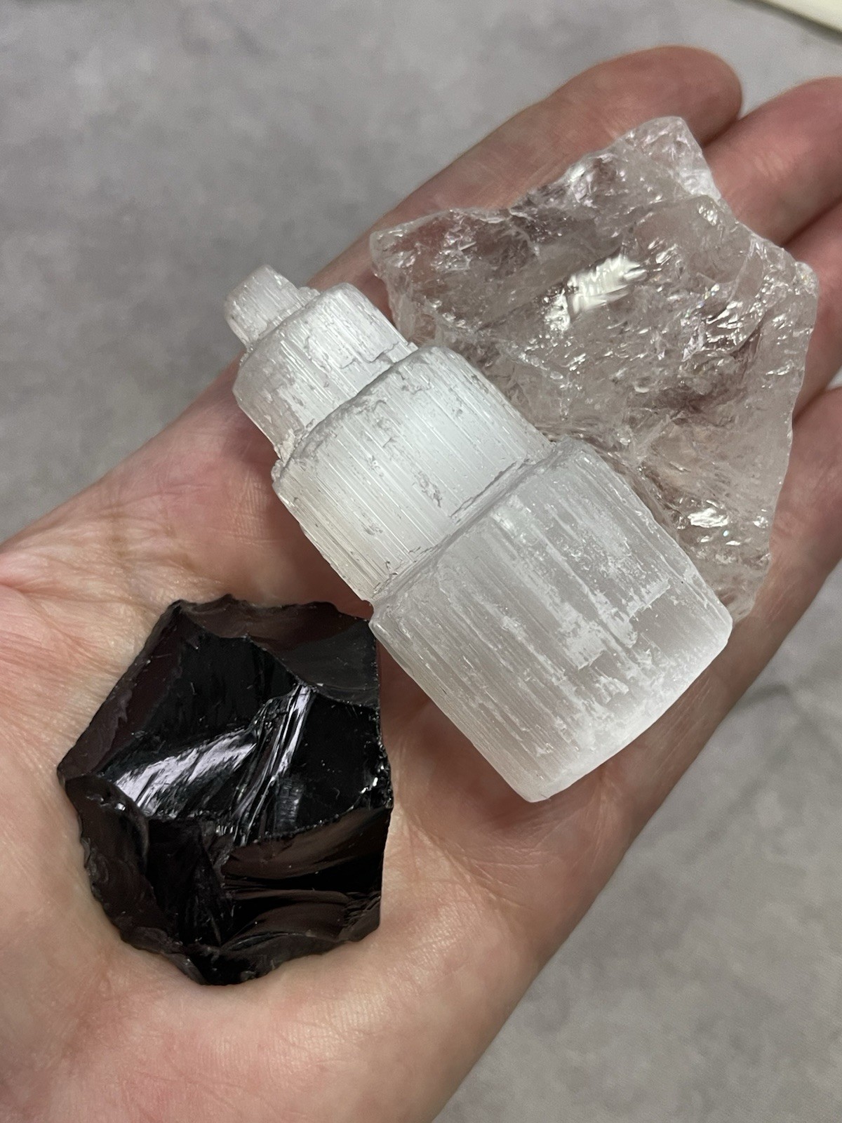Protection Crystal Gift Box Set with Candles Ice Obsidian Quartz Selenite