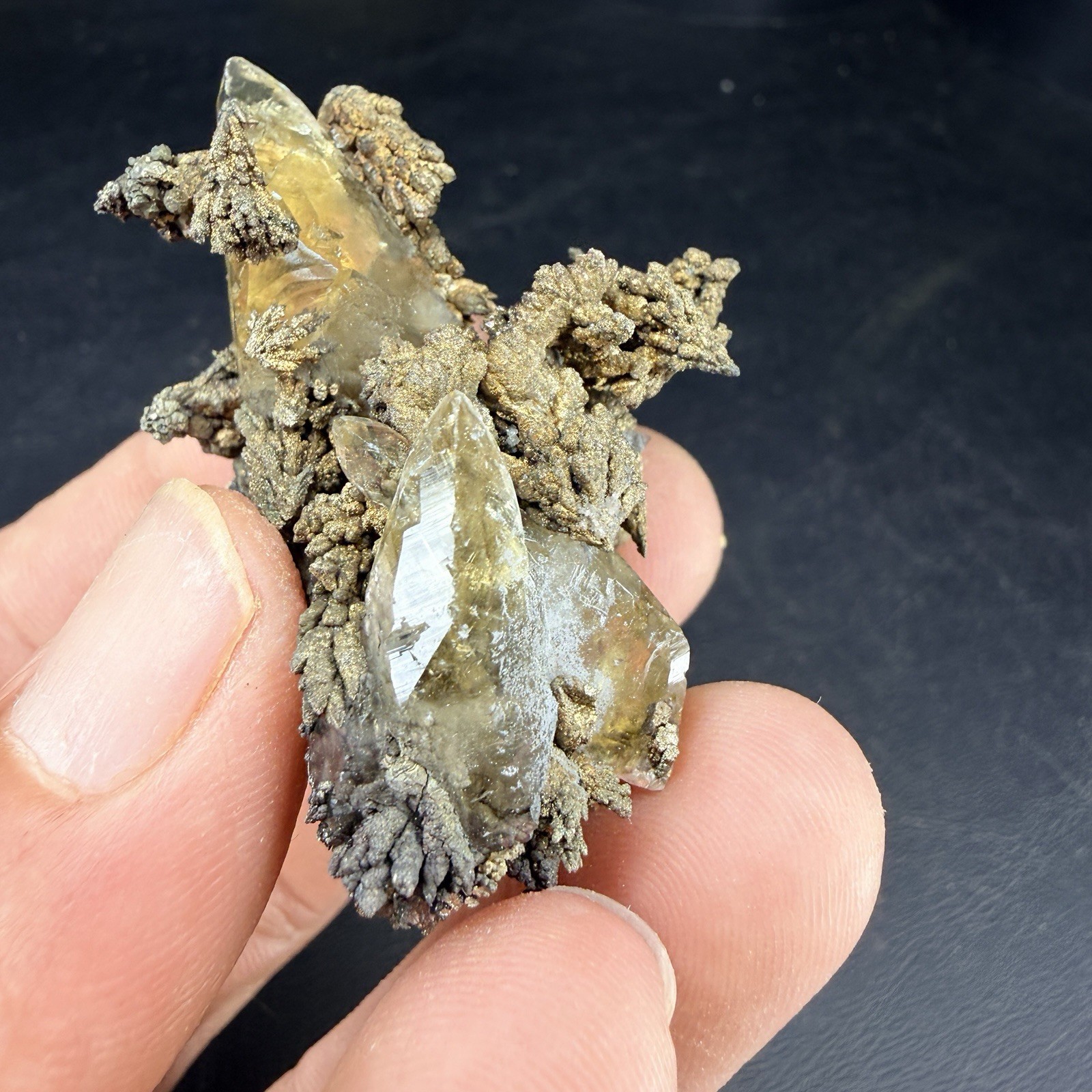 Golden Calcite Flower Chalcopyrite Crystal Combo / Sweetwater Mine *Video*