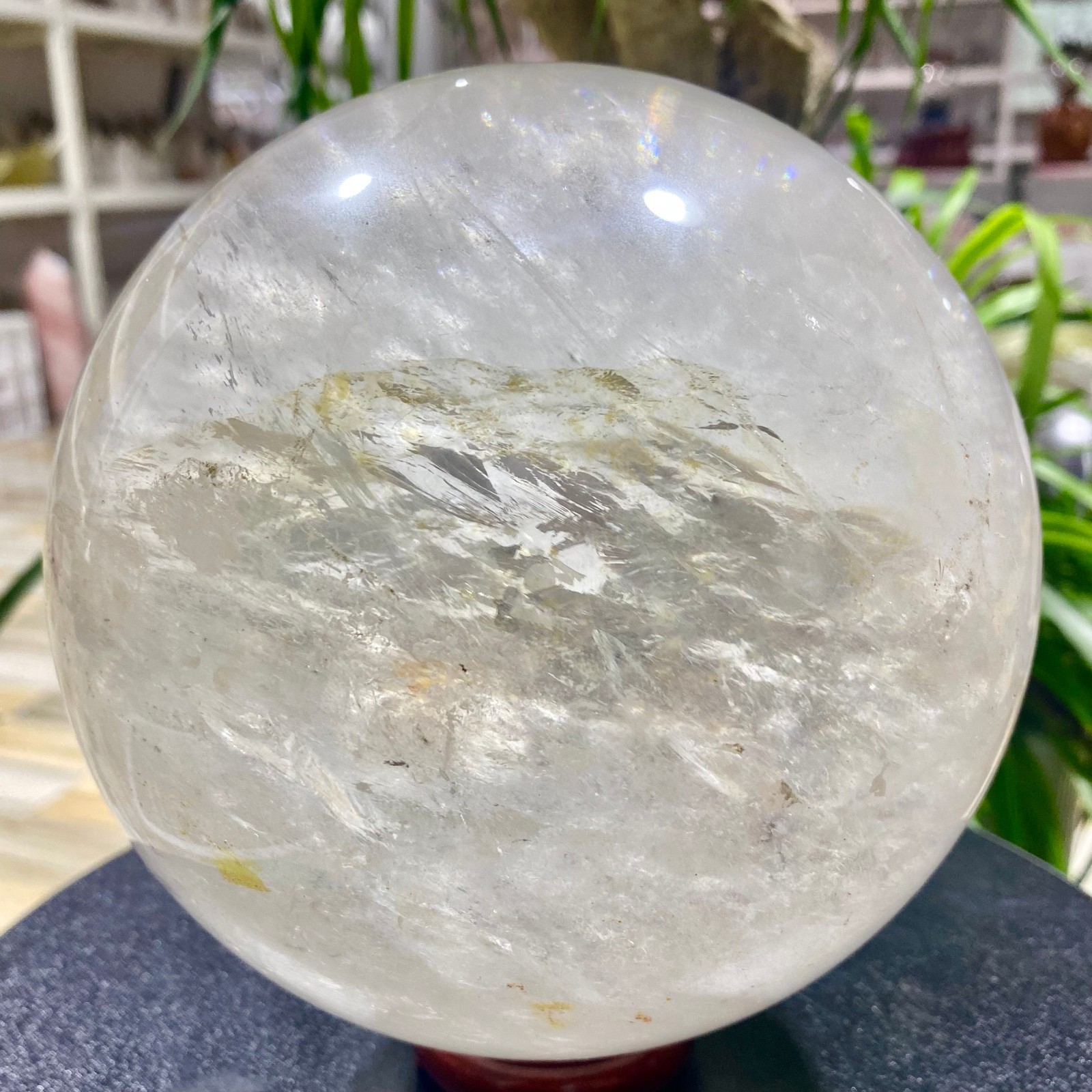 10.8LB white crystal transparent quartz crystal ball Reiki repair